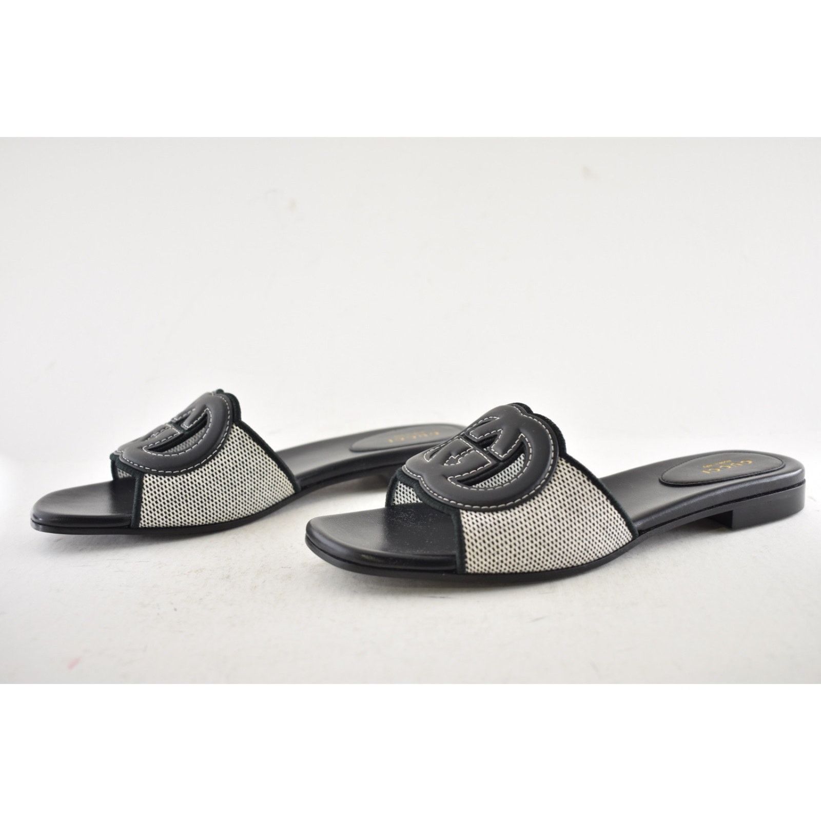 Gucci Gucci GG Interlocking Logo Leather Canvas Sandal 36.5 Size US 6.5 / IT 36.5 - 15 Thumbnail