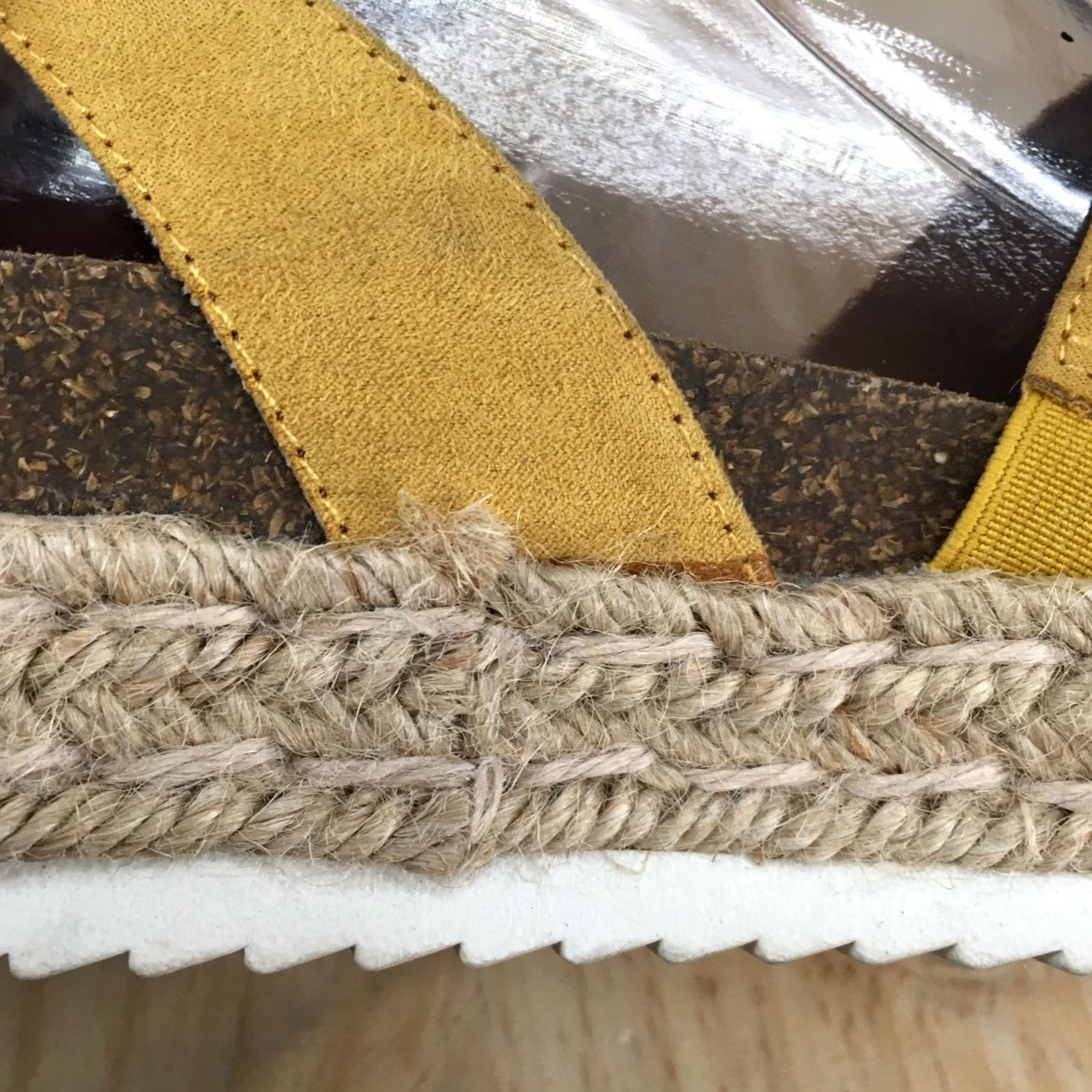 Vintage Universal Thread Sandal Agnes Quarter Strap Espadrille Yellow Wedge Womens 6.5 Size US 7 / IT 37 - 5 Thumbnail
