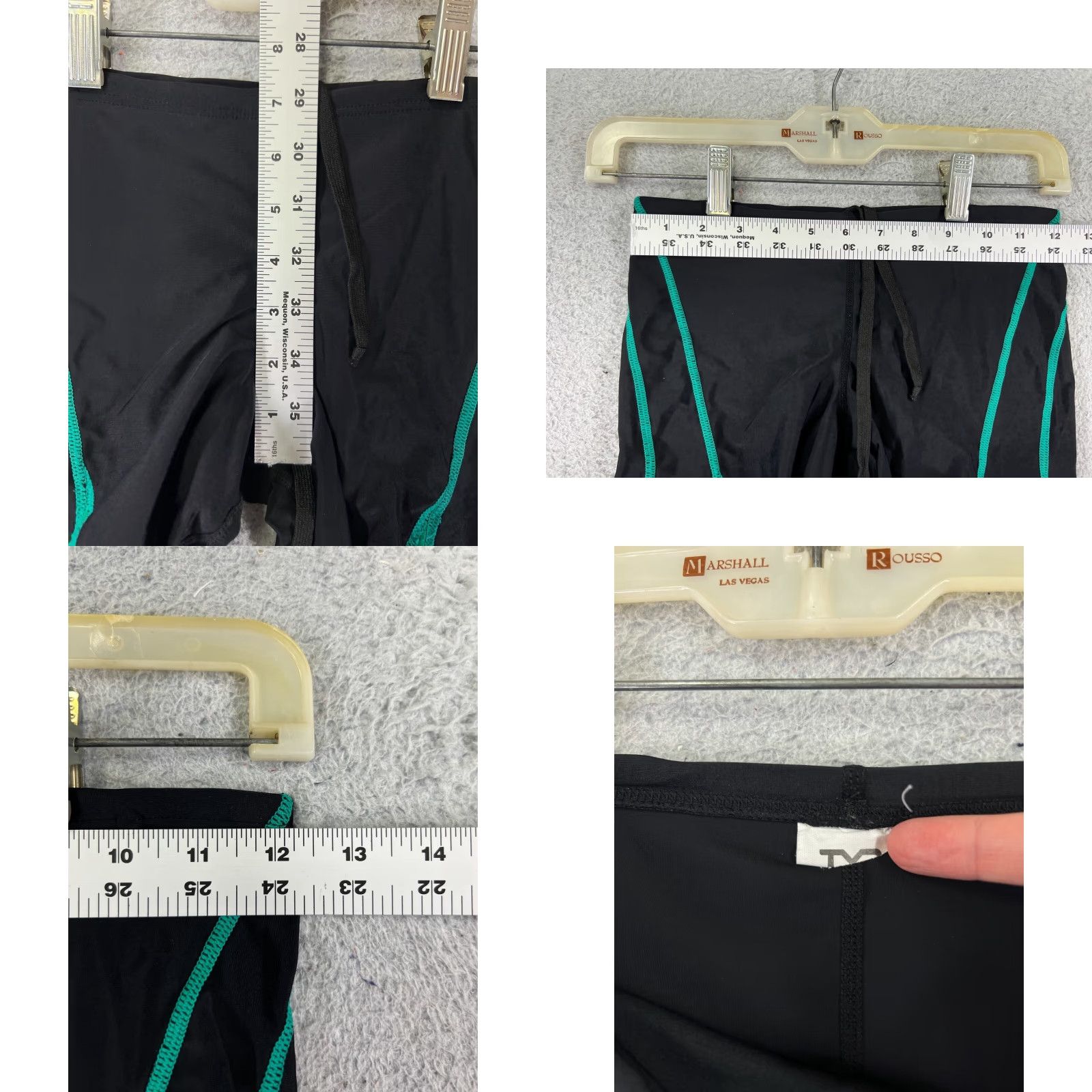 Vintage TYR Shorts Jammer Bottom Adult 28 Black Green Spandex Polyester Compression Regular Men Pool Swim Bottoms Size US 28 / EU 44 - 8 Thumbnail