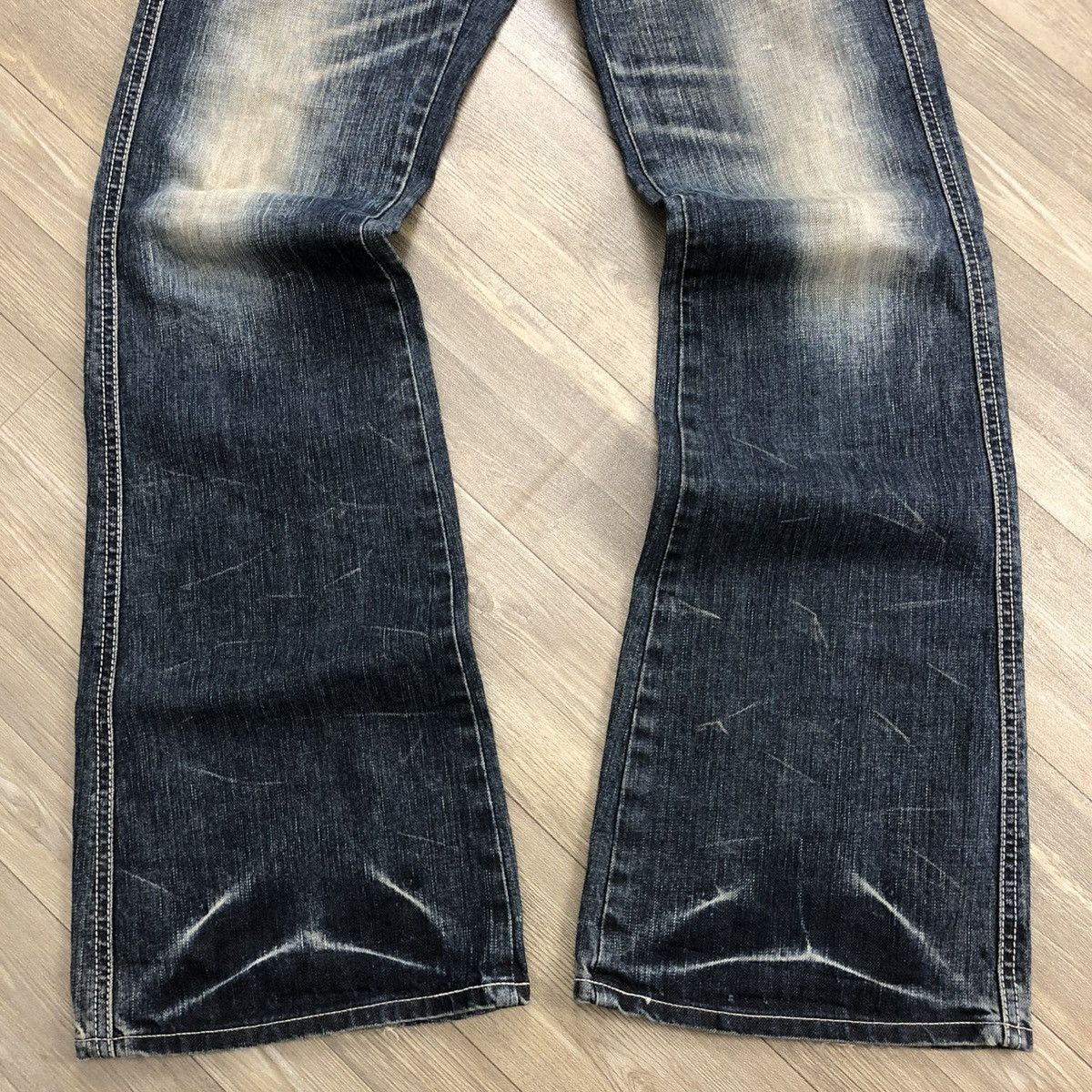 If Six Was Nine 🇯🇵 2000s Edwin 503 Faded Lgb Goa Buckle Back Flared Jeans Size US 28 / EU 44 - 11 Thumbnail