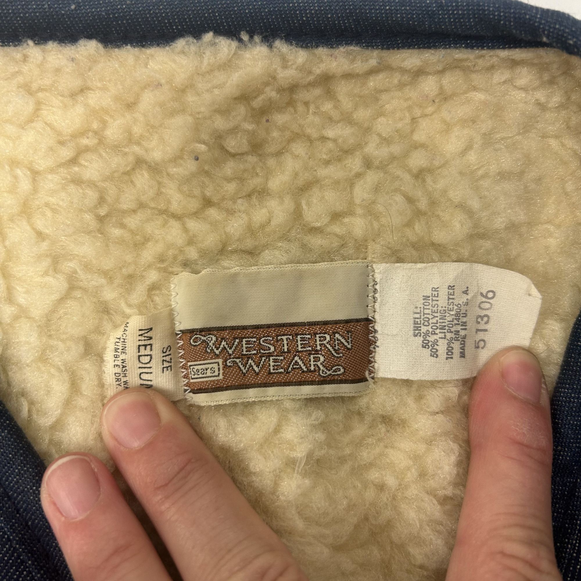Sears Vtg Sears Indigo Blue Jean Waistcoat Denim SHERPA Vest Size US M / EU 48-50 / 2 - 3 Thumbnail