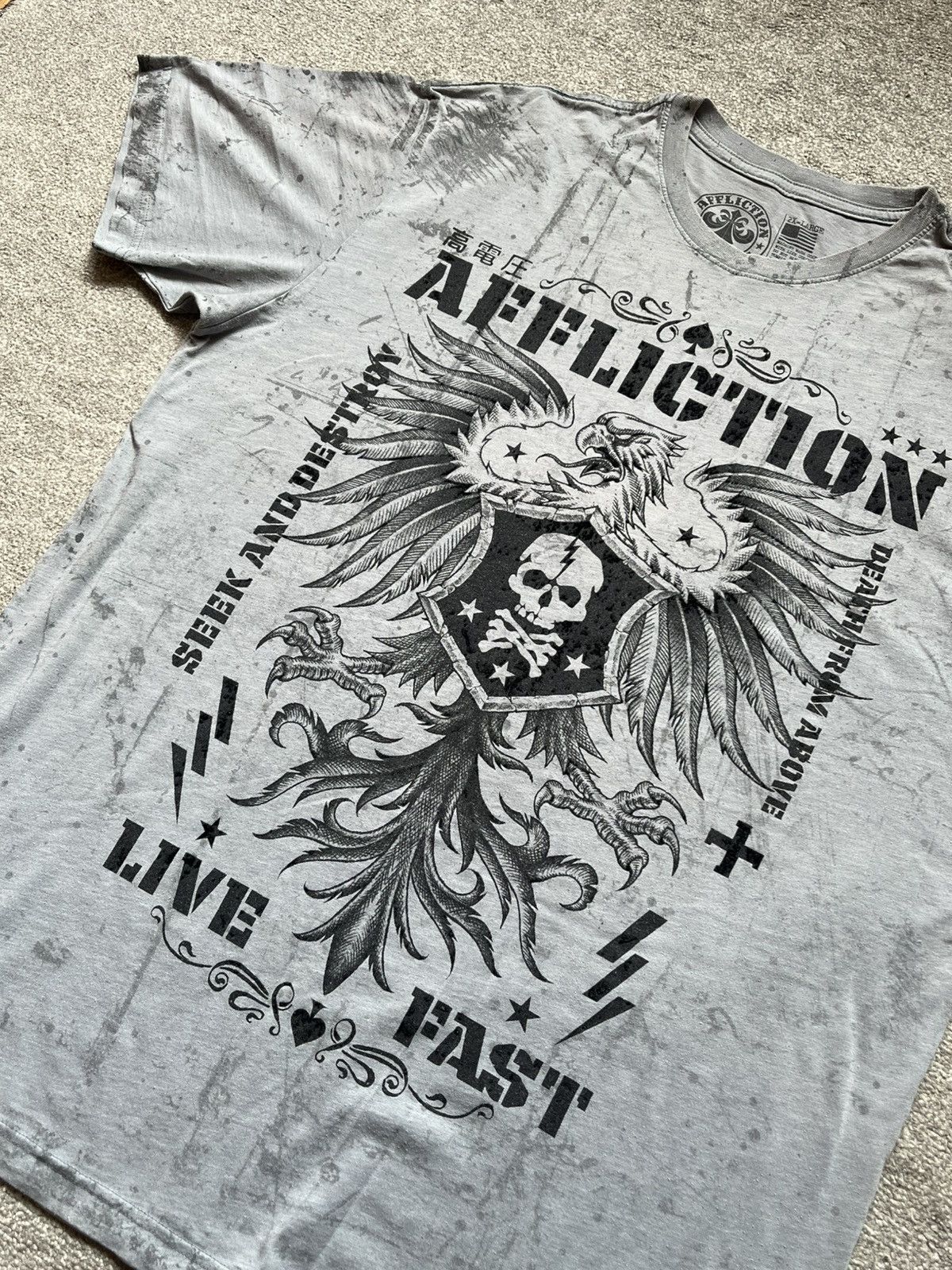 Affliction Affliction Graphic T-Shirt Men's XXL Grey Bird Live Fast Size US XXL / EU 58 / 5 - 2 Thumbnail