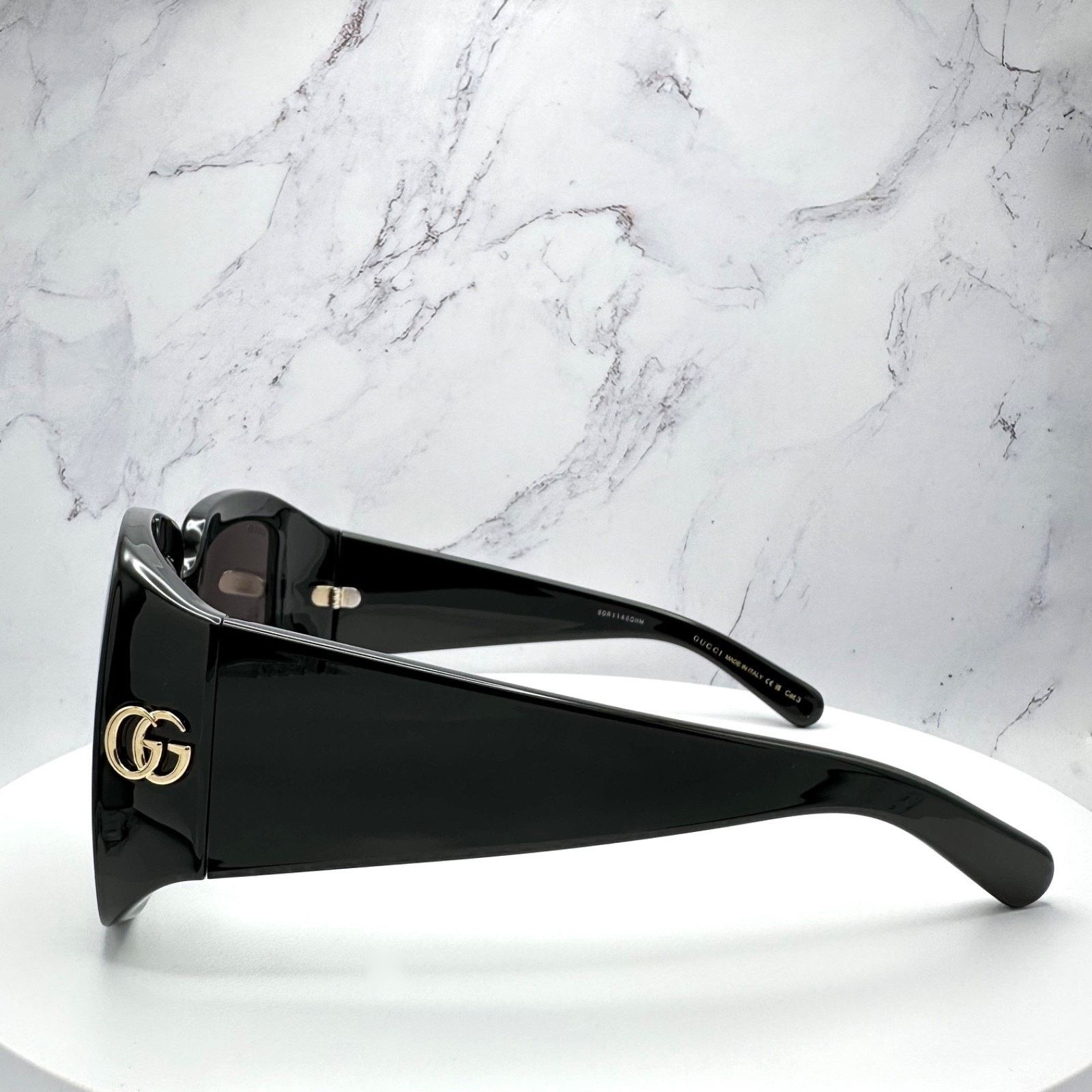 Gucci New GUCCI Sunglasses Wrap Square Black Gold Metal Authentic Size ONE SIZE - 9 Thumbnail