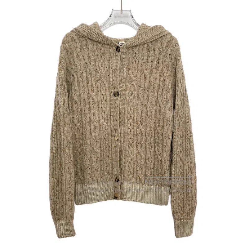 Hermes Hermes Off-white twisted cashmere hooded single-breasted l Size XXS / US 00 / IT 34 - 1 Thumbnail