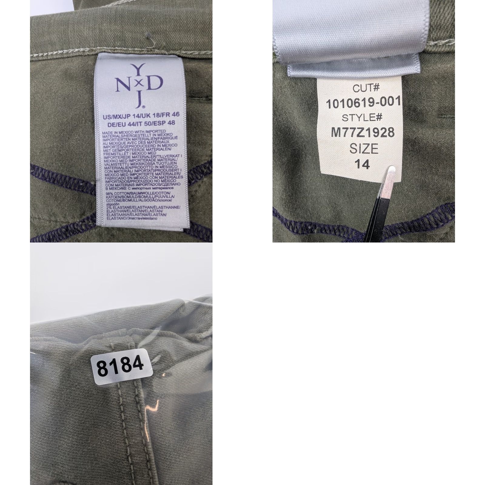 NYDJ NYDJ Dayla Wide Cuff Capri Jeans Olive Green Embroidered Denim Womens Size 14 Size 36" / US 14 / IT 50 - 9 Thumbnail
