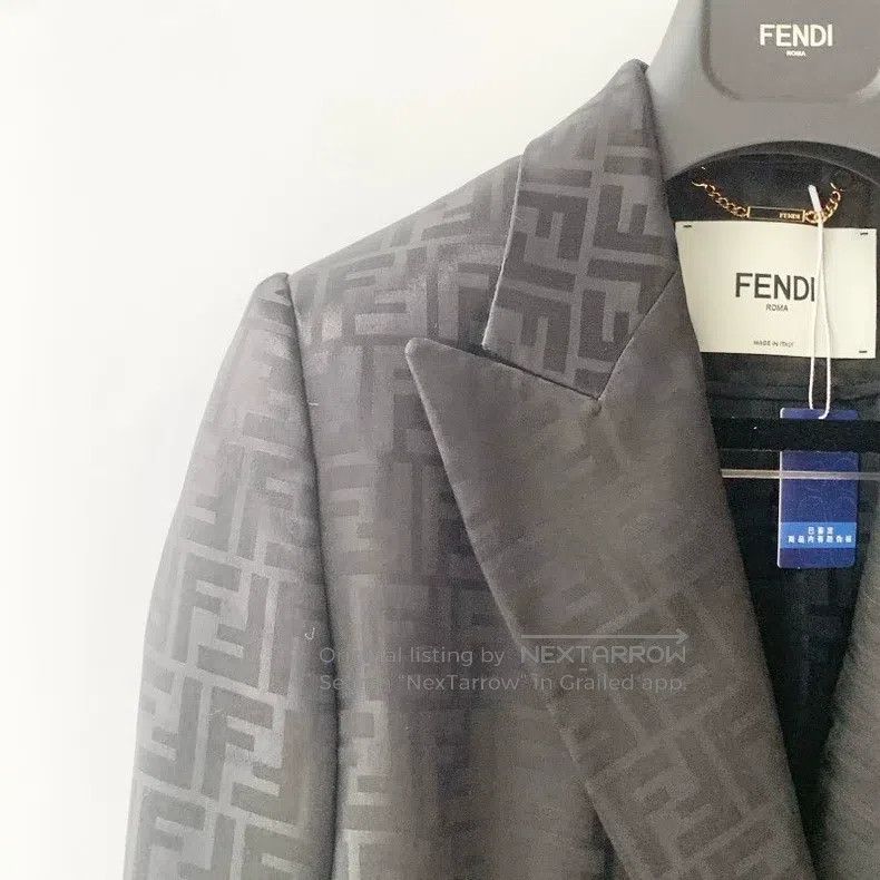Fendi Fendi Dark Pattern Monogram Logo Printed Blazer Jacket Size XS / US 0-2 / IT 36-38 - 3 Thumbnail
