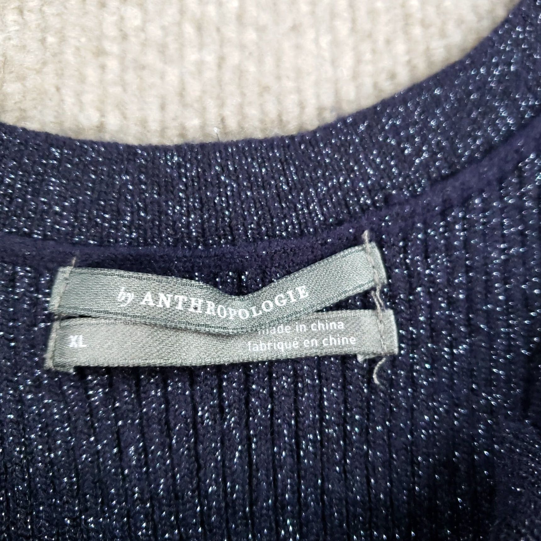 Anthropologie Anthropologie Selena Dress Women XL Blue Shimmer Knit Midi Dip Back Ribbed Size XL / US 12-14 / IT 48-50 - 6 Thumbnail