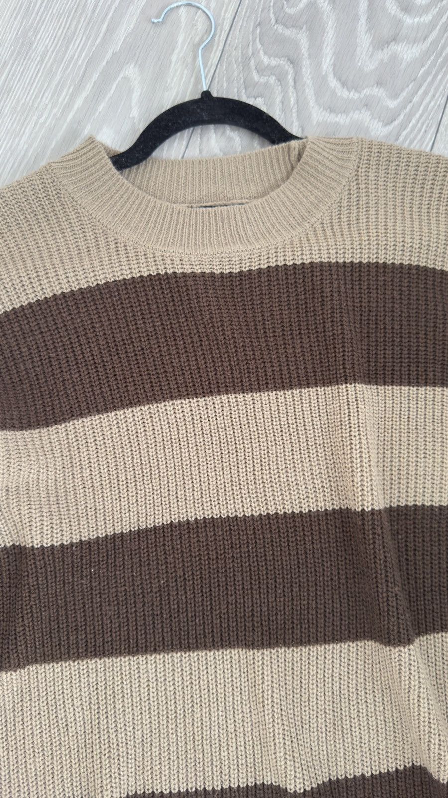 Fashion Nova Fashion Nova Brown and Beige Striped Knit Sweater Size L / US 10 / IT 46 - 4 Thumbnail