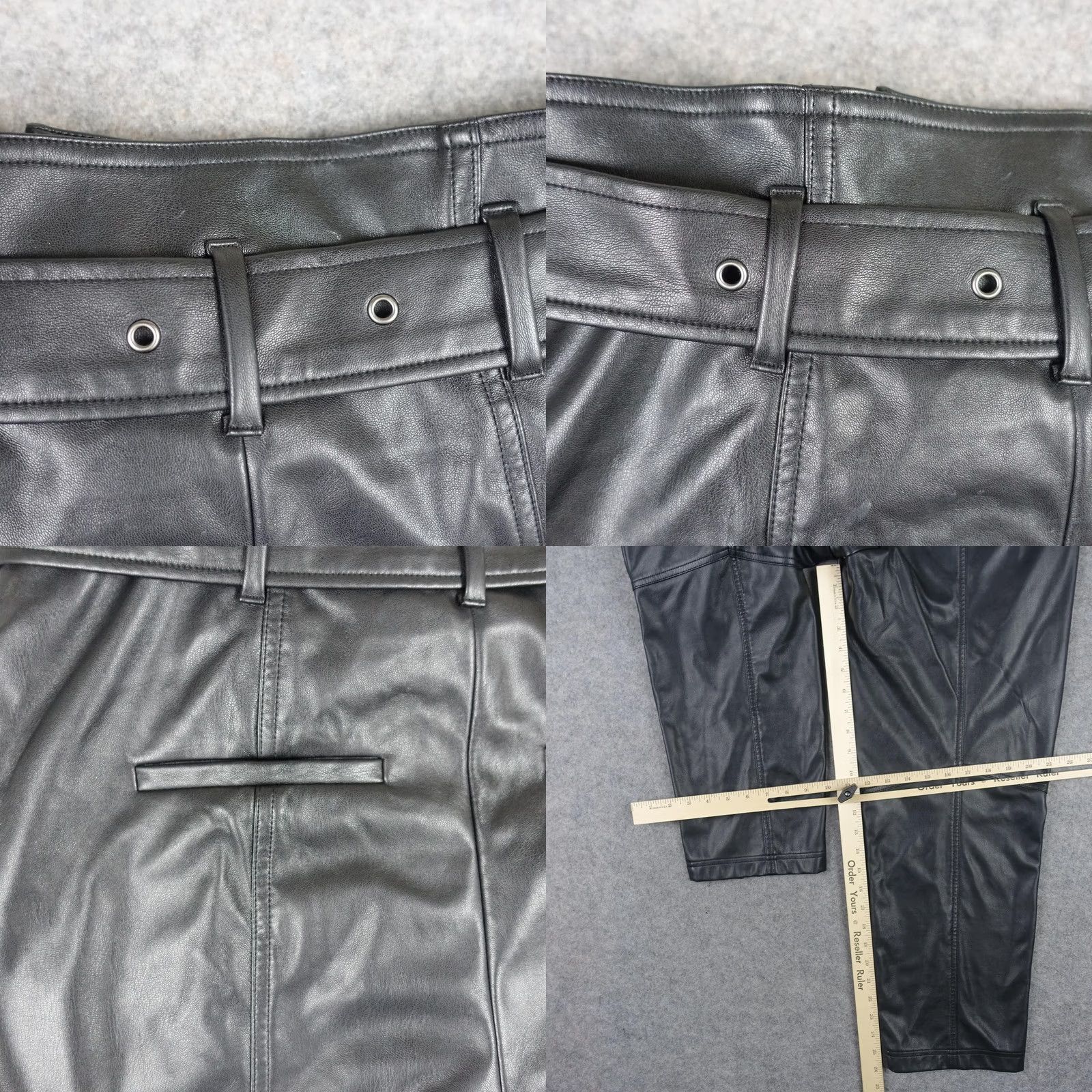 Marissa Webb Marissa Webb Pants Womens 10 Black Faux Leather Paperbag Tapered Slit Hem Edgy Size 32" / US 10 / IT 46 - 9 Thumbnail