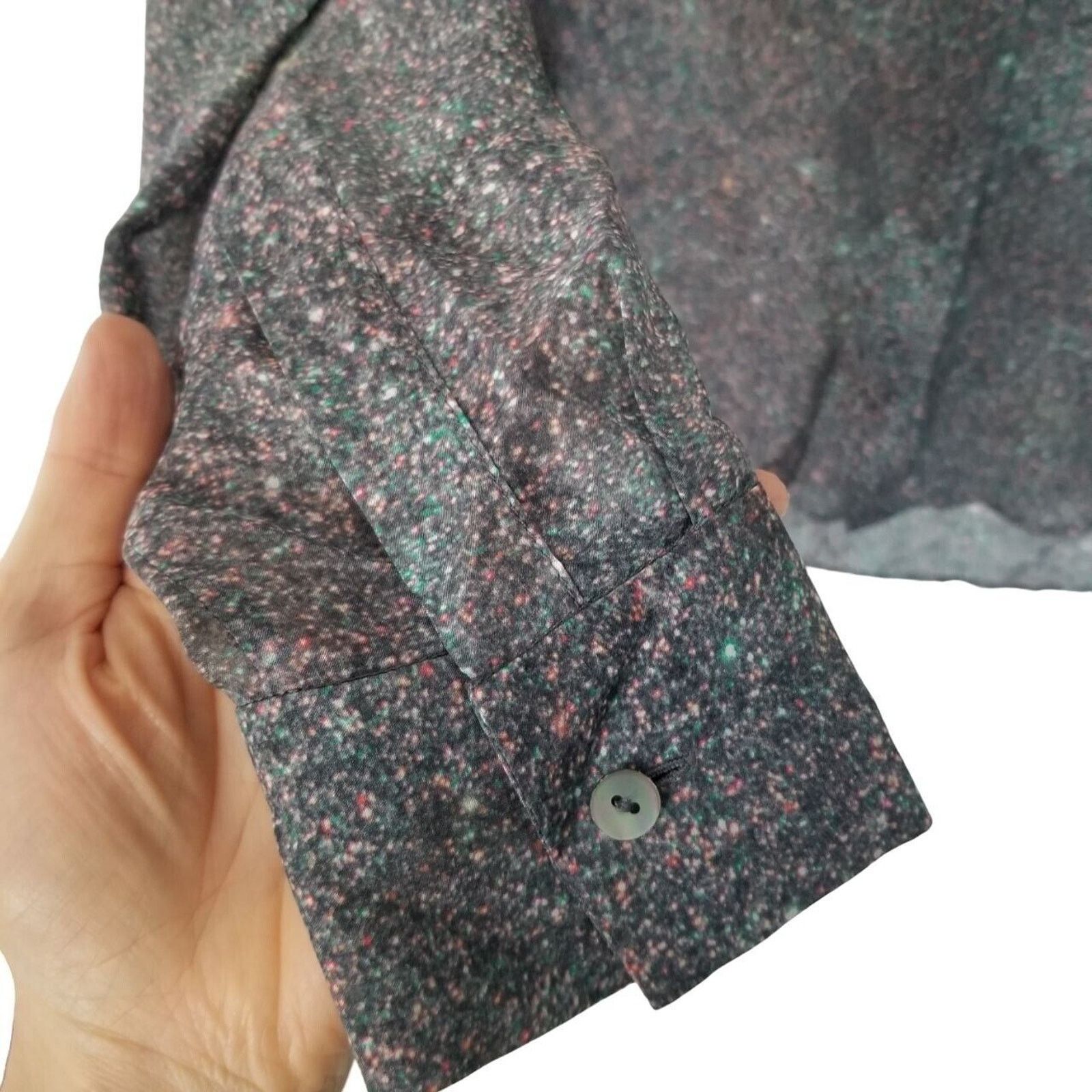Theory Theory Womens Gray Galaxy Print 100% Silk Shirt Quiet Luxury Size S / US 4 / IT 40 - 5 Thumbnail