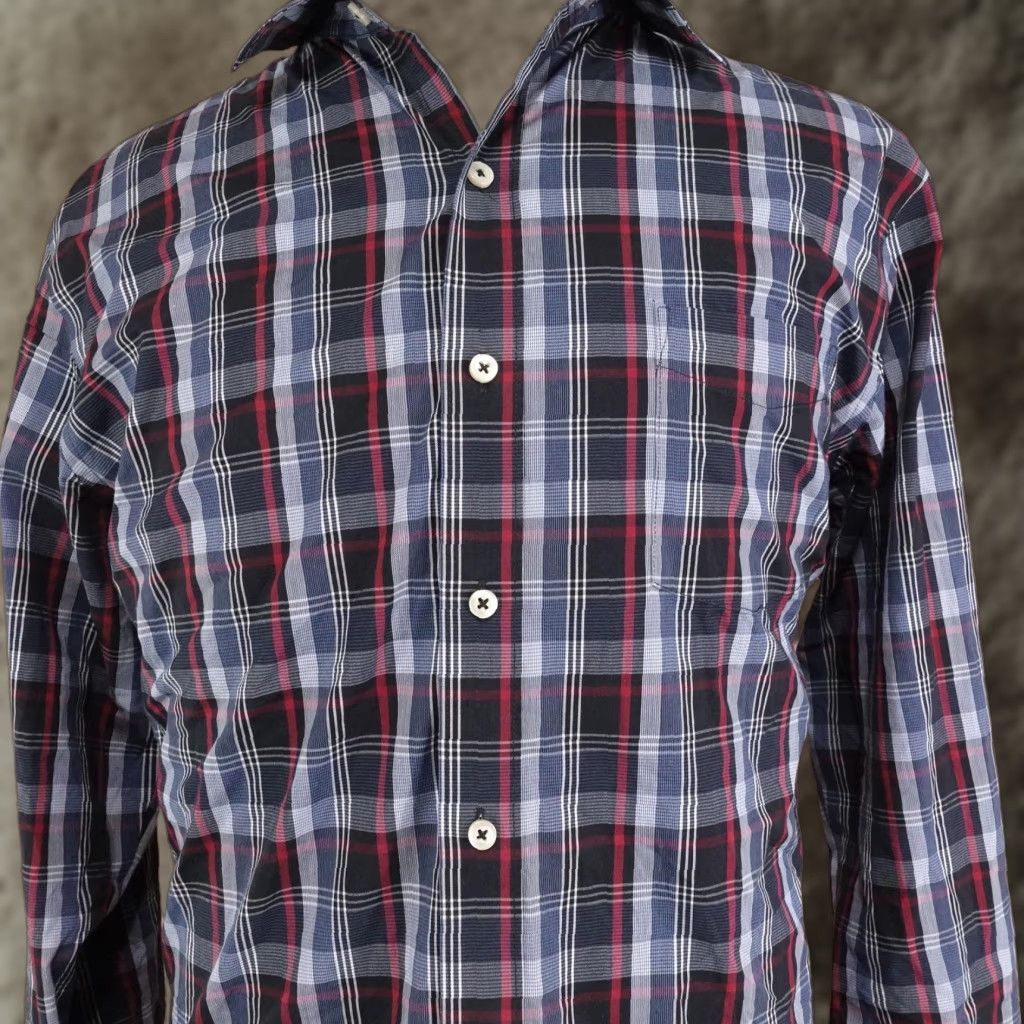 Van Heusen Van Heusen Flex Shirt Mens XL Blue Plaid Slim Fit Button Front Size US XL / EU 56 / 4 - 1 Thumbnail
