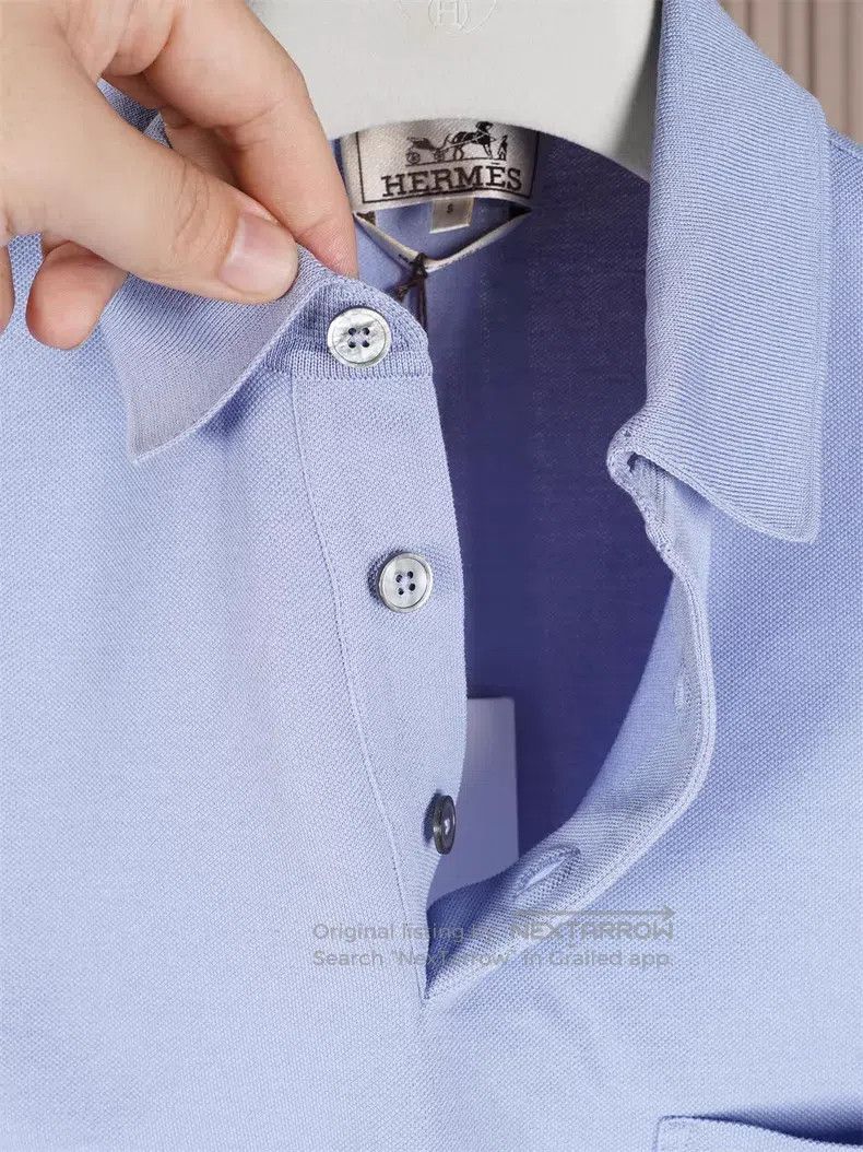 Hermes Hermes Light Grey Blue Short Sleeve Polo Size US S / EU 44-46 / 1 - 3 Thumbnail
