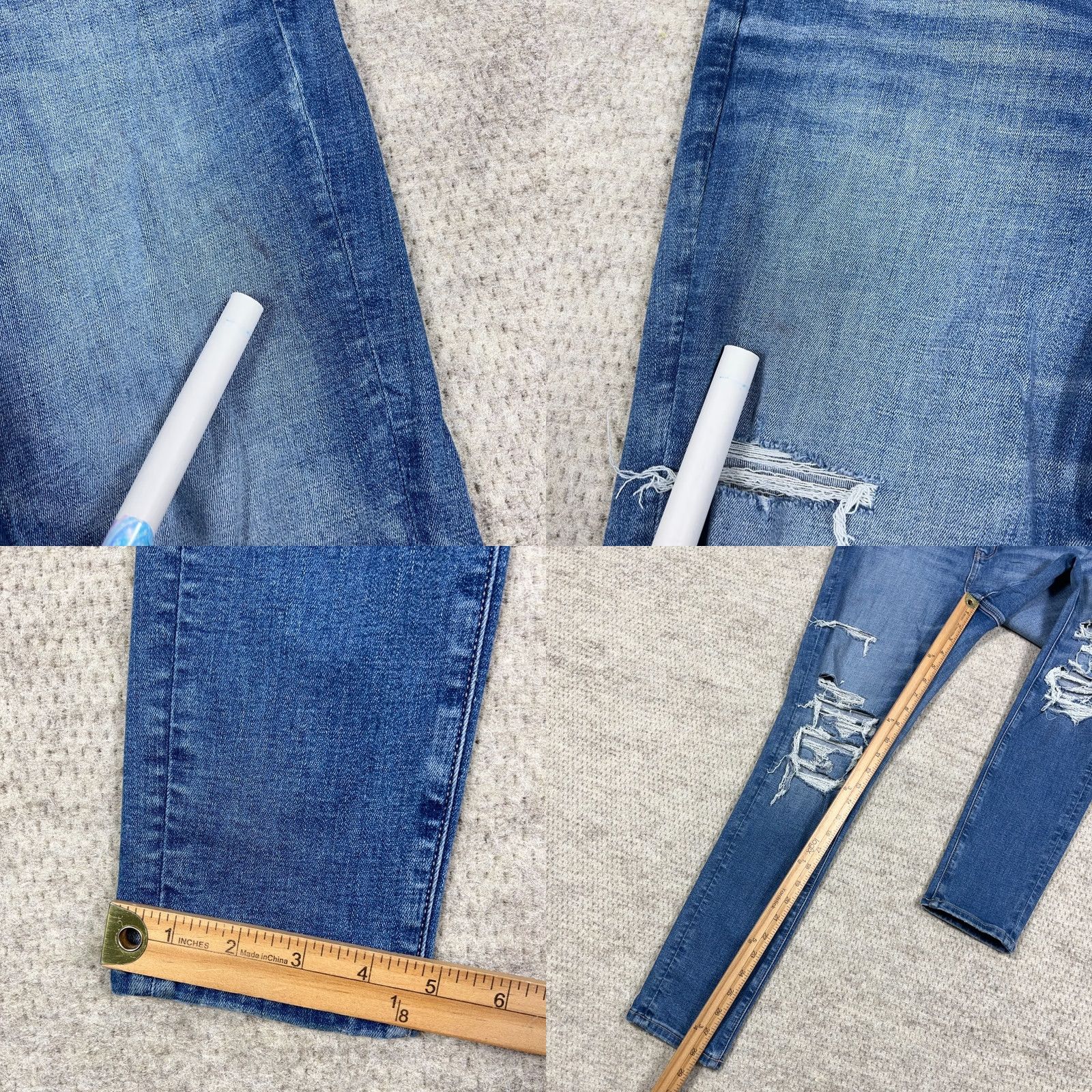 American Eagle Outfitters American Eagle Outfitters Jegging Jeans 10 Denim High Rise 5-Pocket Distressed Blue Women Jeans Mens Women? Size 32" / US 10 / IT 46 - 8 Thumbnail