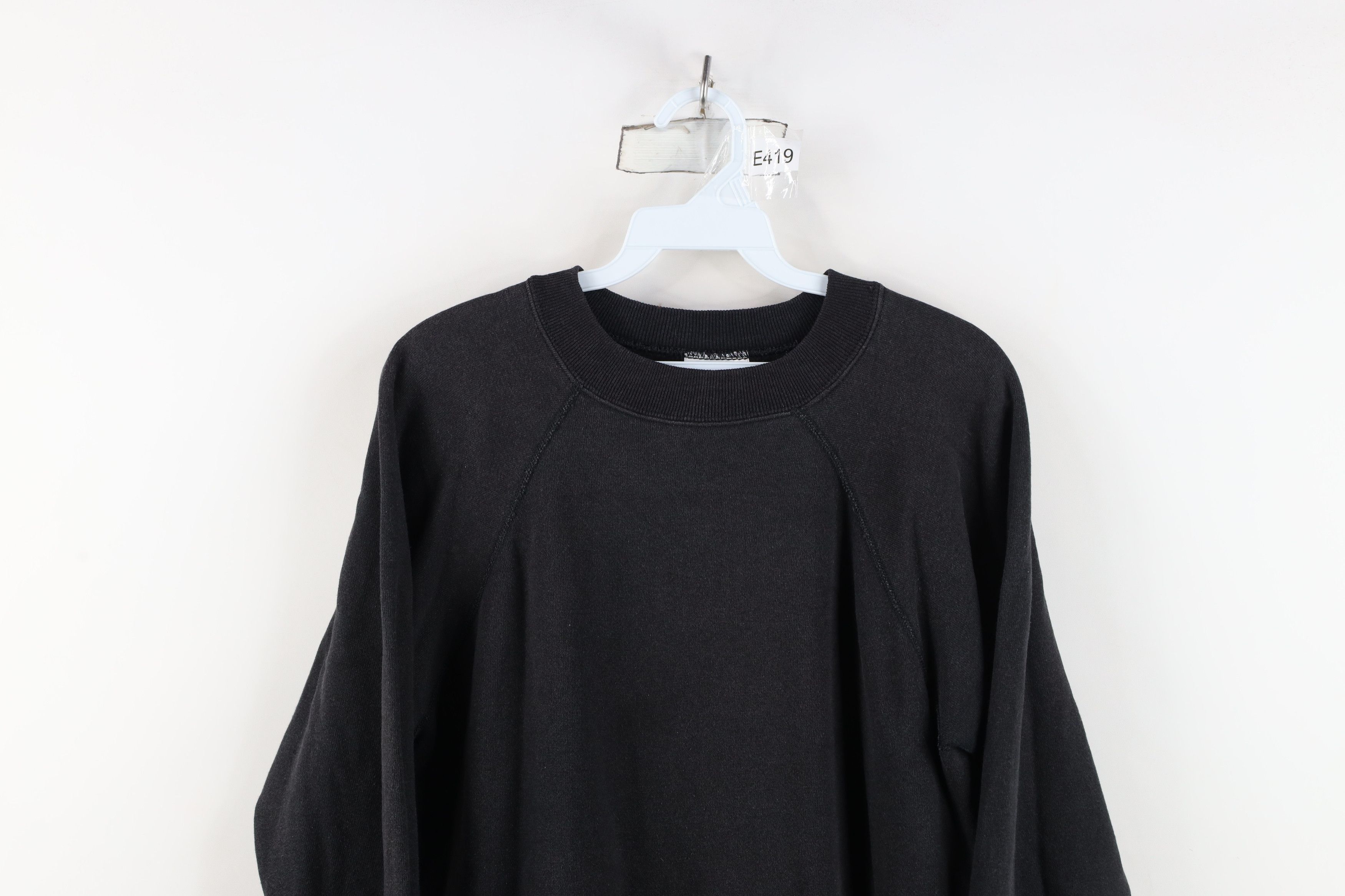 Hanes Vintage 80s 90s Hanes Blank Crewneck Sweatshirt Black USA Size L / US 10 / IT 46 - 2 Thumbnail