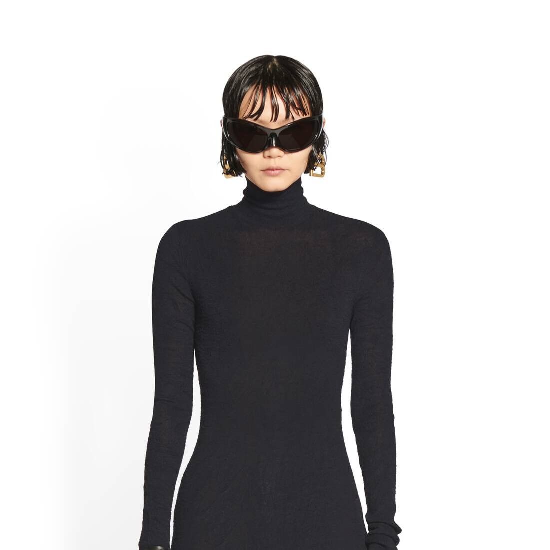 Balenciaga o1mt1gz1224 Maxi Godet Dress in Black Size M / US 6-8 / IT 42-44 - 6 Thumbnail