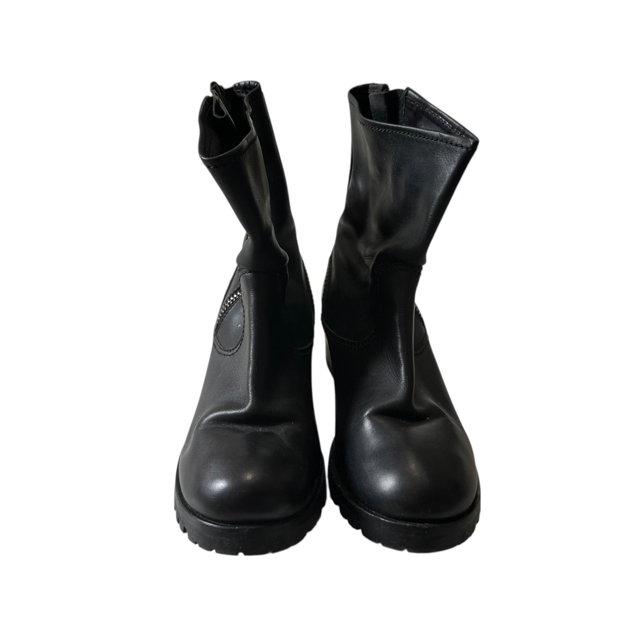 Prada Prada Biker Boots Black Leather Lug Sole Ankle Boots EU 38.5 Size US 8.5 / IT 38.5 - 4 Thumbnail