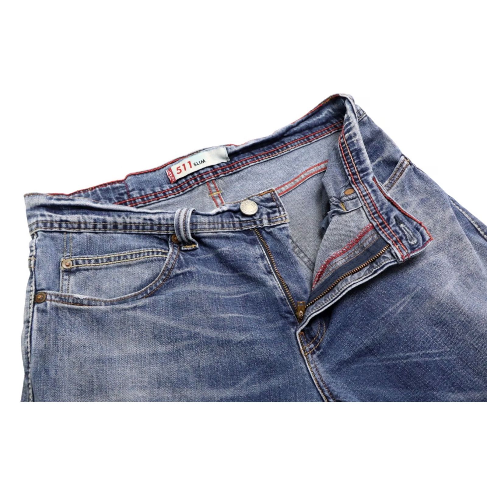 Levi's LEVI'S 511 Slim Jeans Men's W36/L34 Zip Fly Stretch Mid Rise Faded Blue Denim Slim Jeans Mens Regular Waist 36 Inseam 34 Size US 36 / EU 52 - 4 Thumbnail