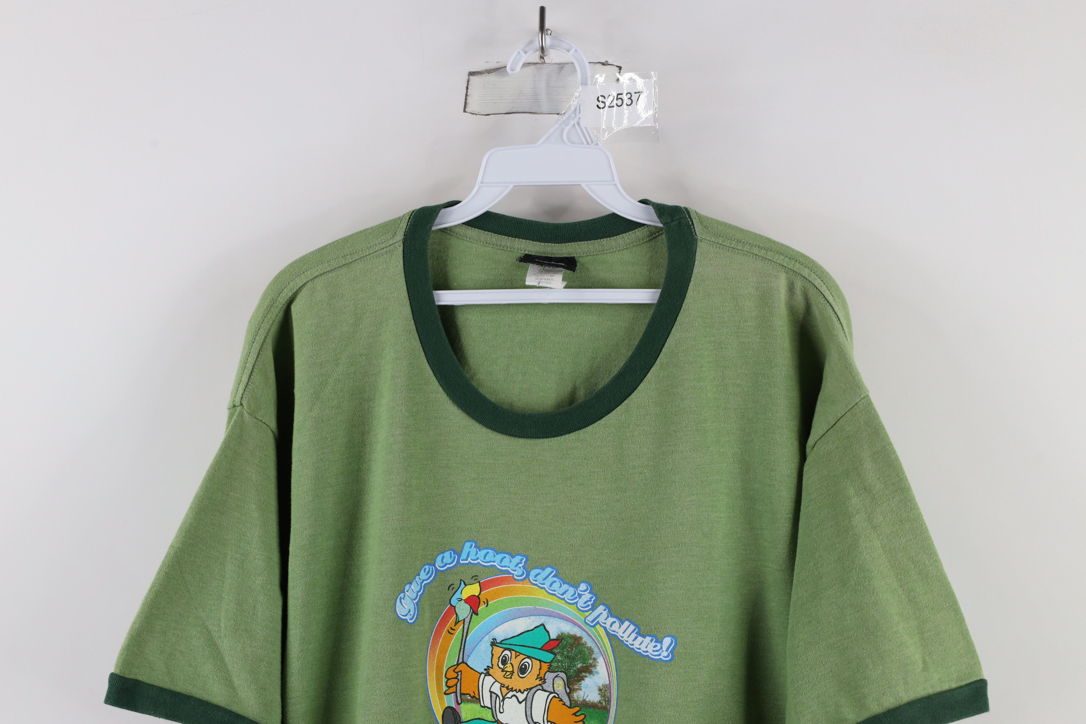 Vintage Vintage Y2K Owl Give A Hoot Don't Pollute Ringer T-Shirt USA Size US XL / EU 56 / 4 - 2 Thumbnail