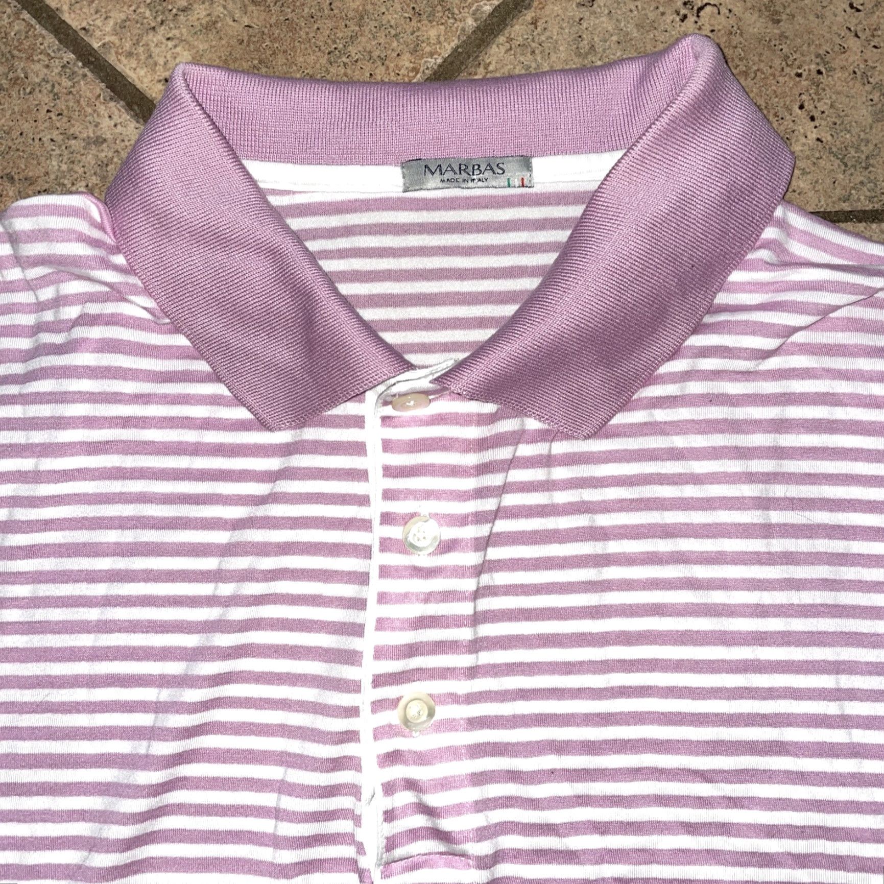 Vintage VINTAGE Marbas Pink Striped Polo Italy Mens XL Size US XL / EU 56 / 4 - 2 Thumbnail