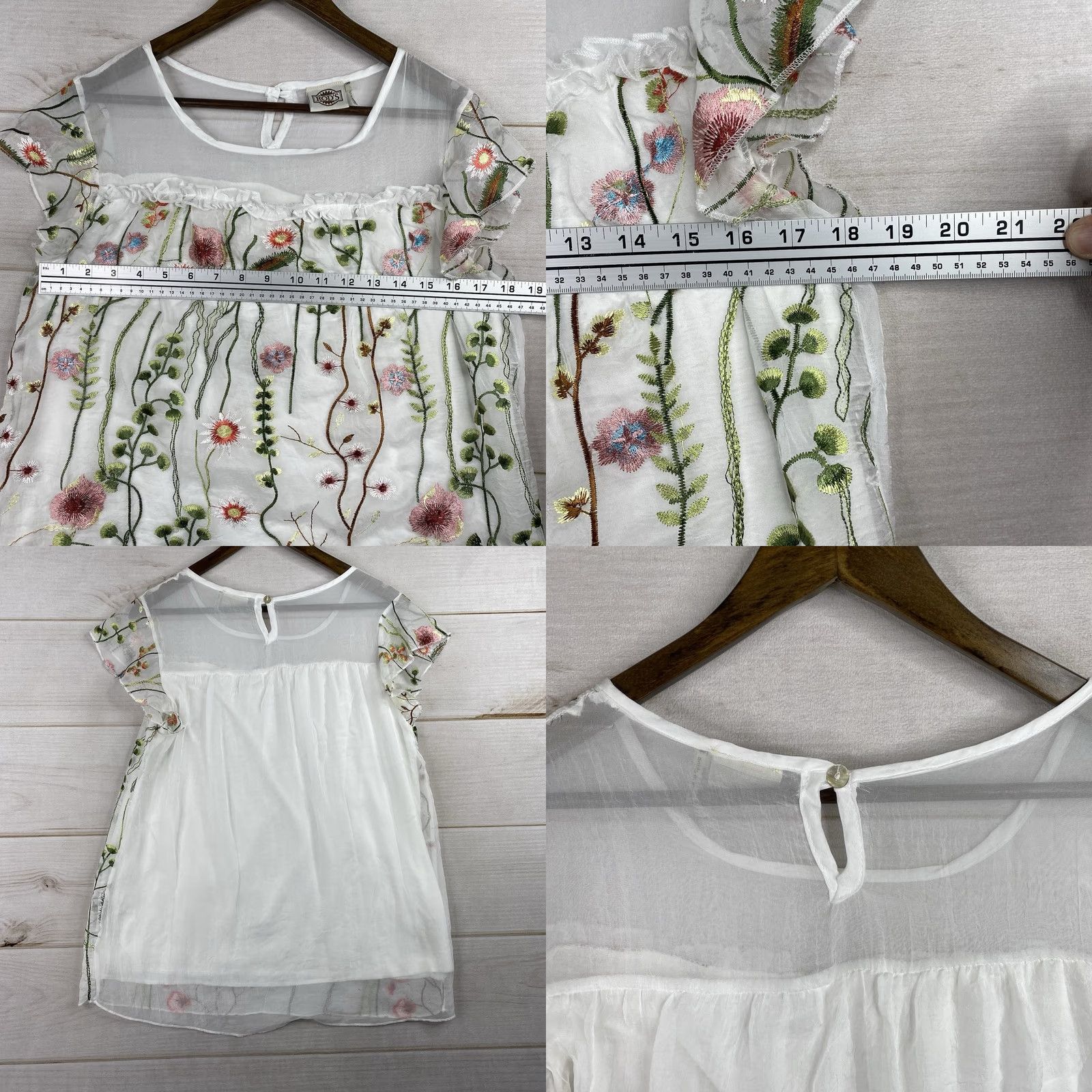 Vintage VINTAGE RODS Womens Top M White Embroidered Sheer Lace Ruffle Boho Coquette Shirt Adult M White Embroidered Sheer Lace Ruffle Boho Coquette Womens Size M / US 6-8 / IT 42-44 - 8 Thumbnail