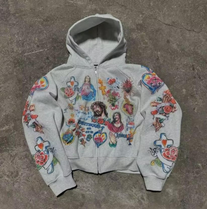 Other Fmxires2025 Street Casual Clothing Retro Pattern Hoodie Size US M / EU 48-50 / 2 - 1 Thumbnail