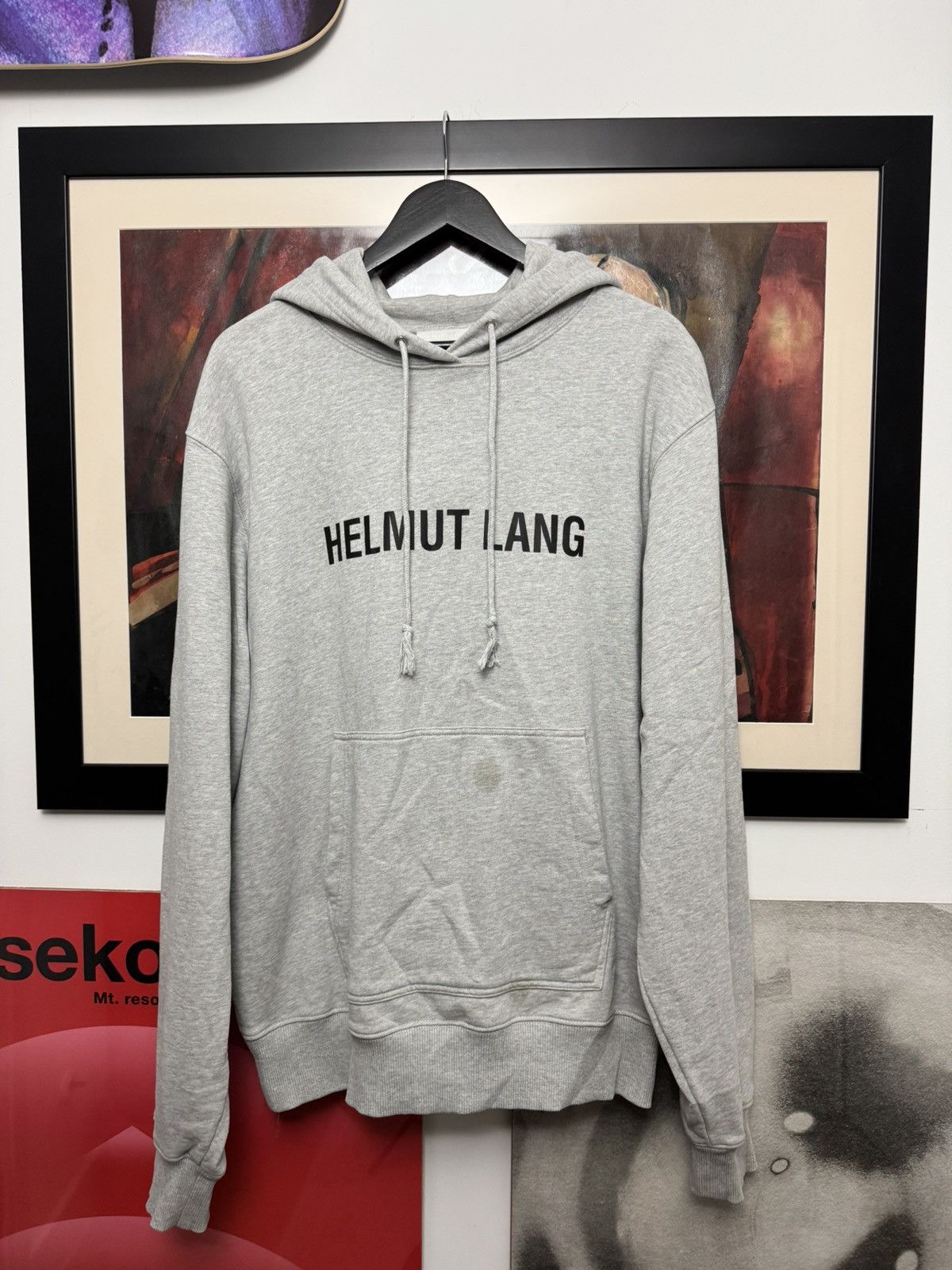 Helmut Lang Helmut Lang Logo Grey Hoodie Designer Rare Streetwear Size US L / EU 52-54 / 3 - 1 Thumbnail
