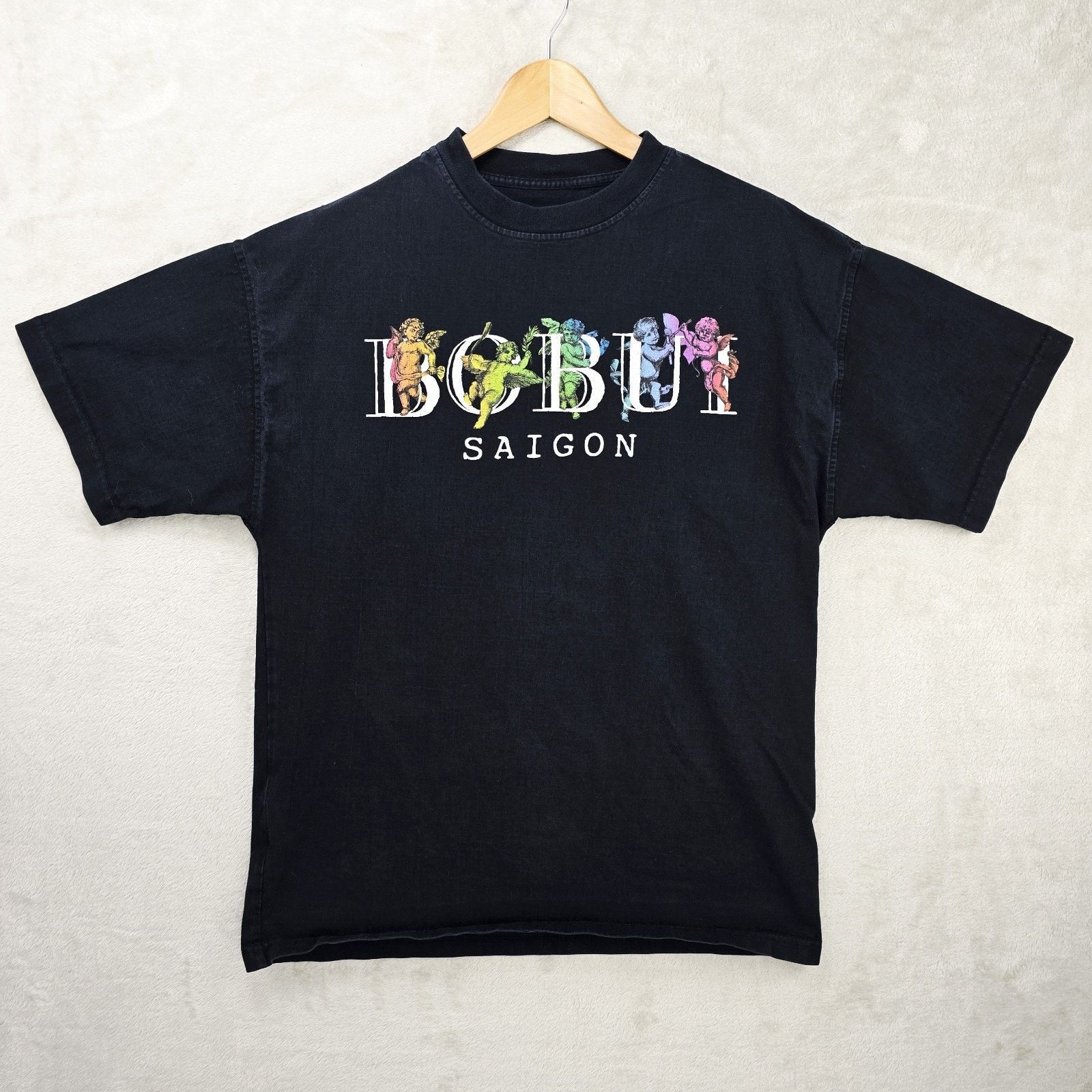 Other Bobui Saigon Shirt Mens Medium Black Cherob Angel Streetwear Size US M / EU 48-50 / 2 - 2 Thumbnail