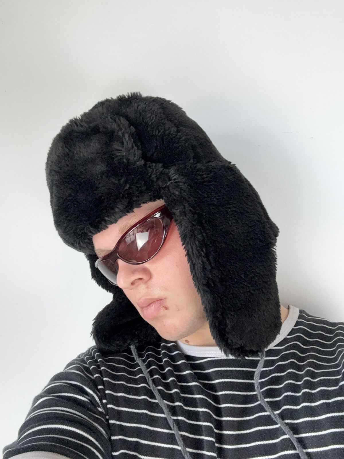 Vintage Vintage Real Fur Mohair Fuzzy Ushanka Y2K Opium Hype Rare OS Size ONE SIZE - 8 Thumbnail