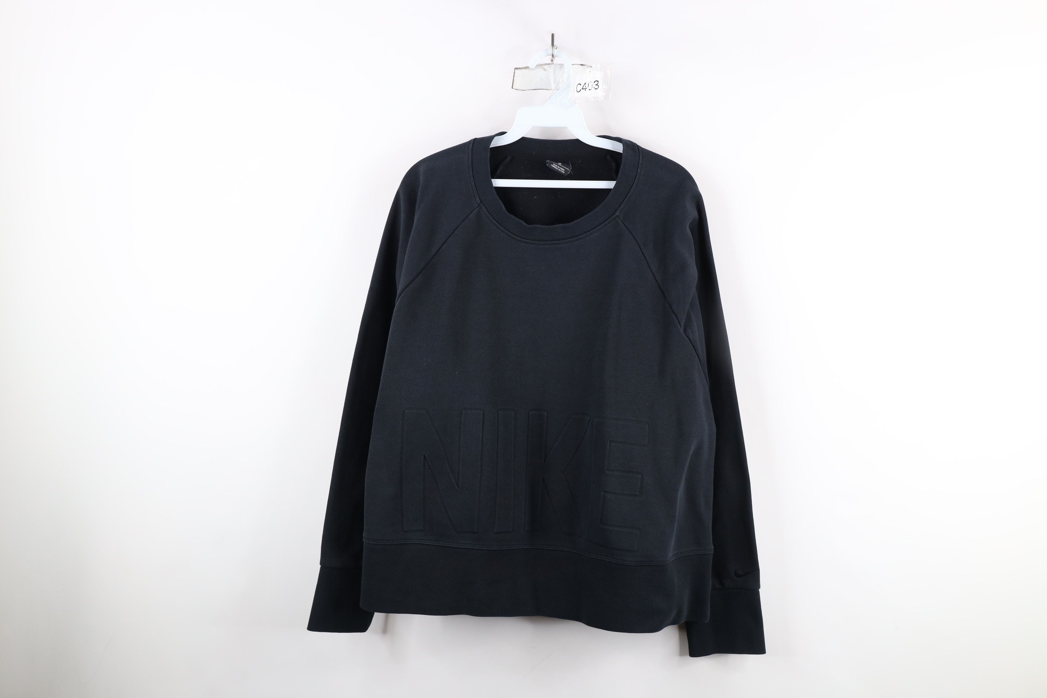 Nike × Vintage Vintage Y2K Nike Letter Spell Out Cropped Sweatshirt Black Size XXL / US 16-18 / IT 52-54 - 1 Thumbnail