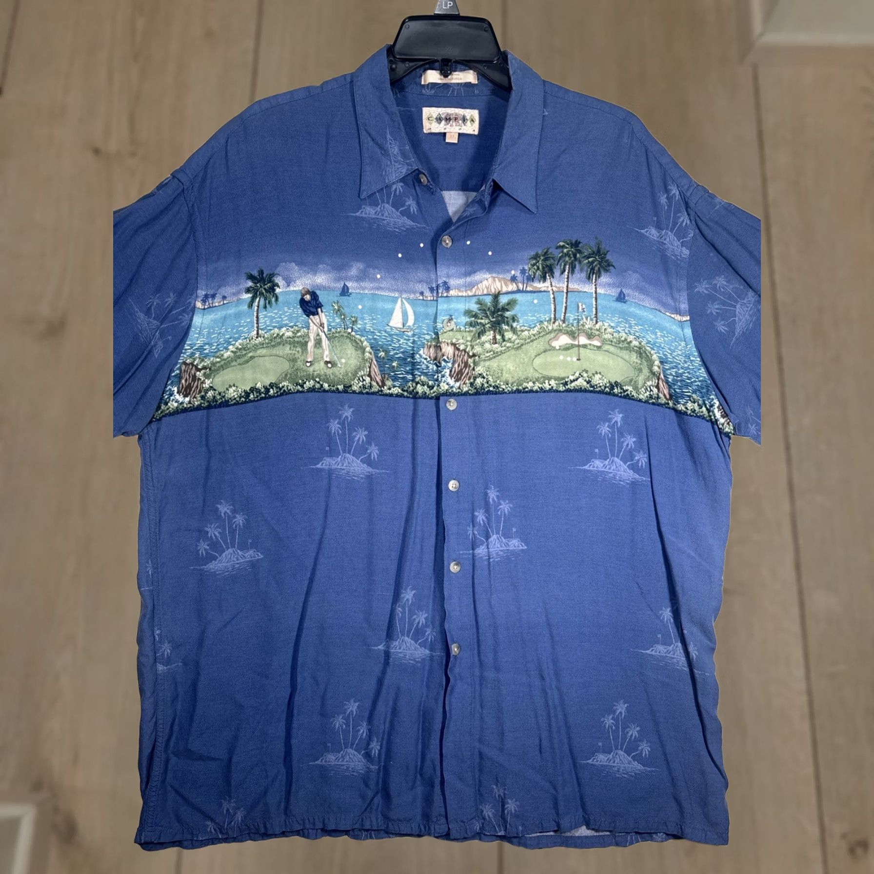 Vintage Campia Moda Campia Golf Print Hawaiian Palm Tree Button Up Shirt XS? XL Size US 36 / EU 52 - 1 Thumbnail