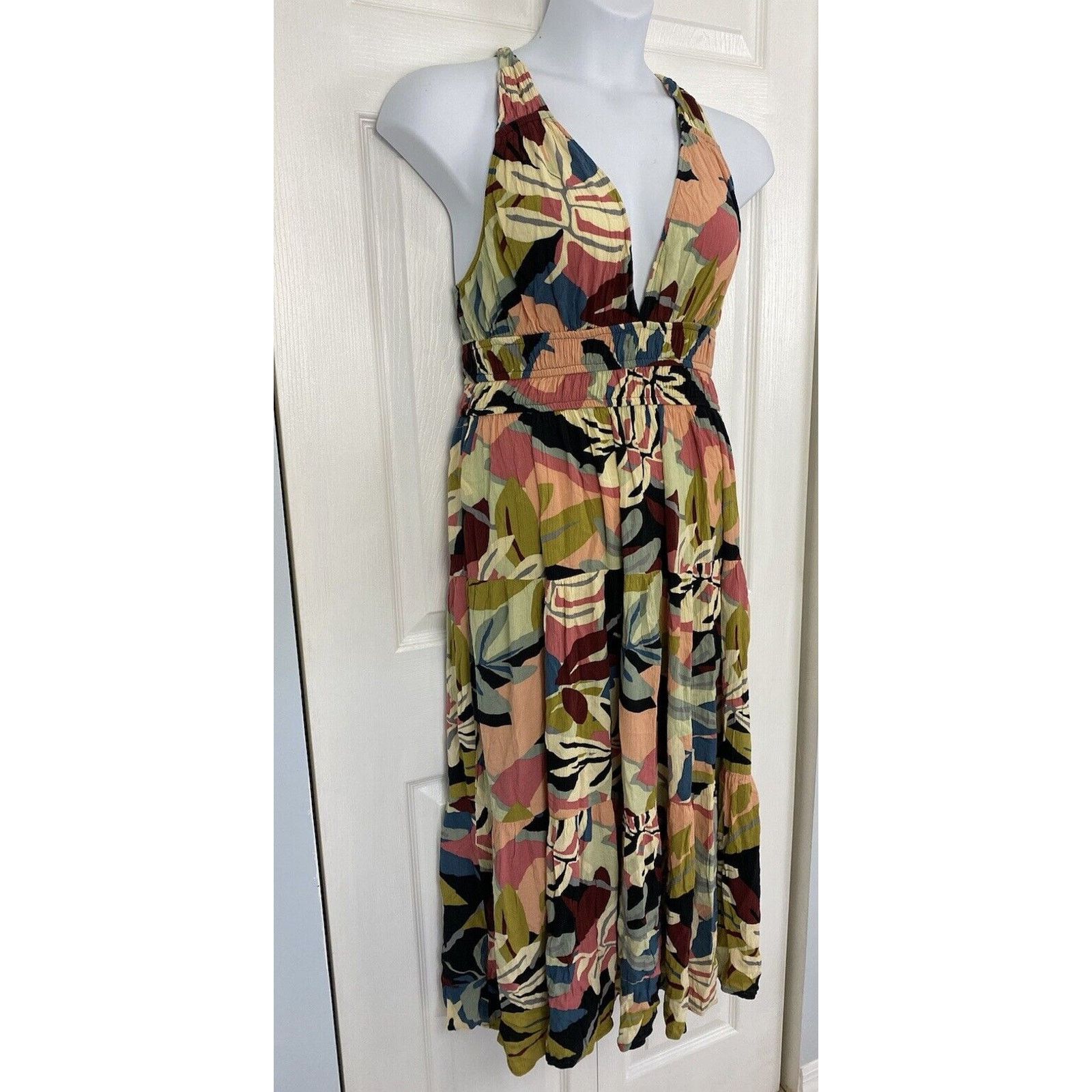 Loft Loft Beach Midi Sundress Tropical Halter Dress M Multicolor Size M / US 6-8 / IT 42-44 - 3 Thumbnail