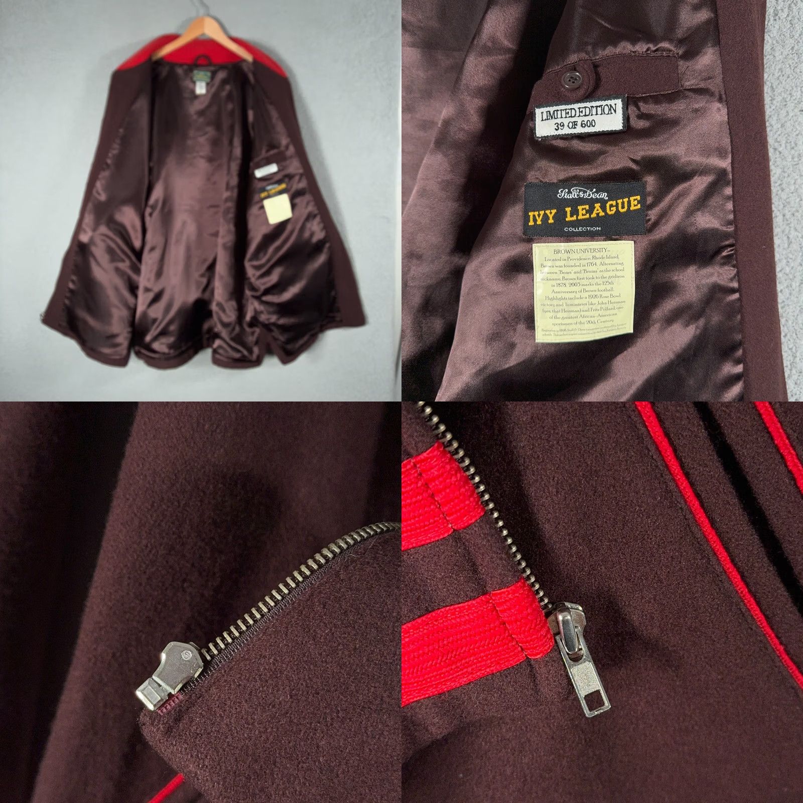 Vintage VINTAGE Stall & Dean Brown University Varsity Jacket 3XL Wool Letterman Ivy League Brown Maroon Satin Lined Full Zip Embroidered Limited Edition Mens Size US XXL / EU 58 / 5 - 8 Thumbnail