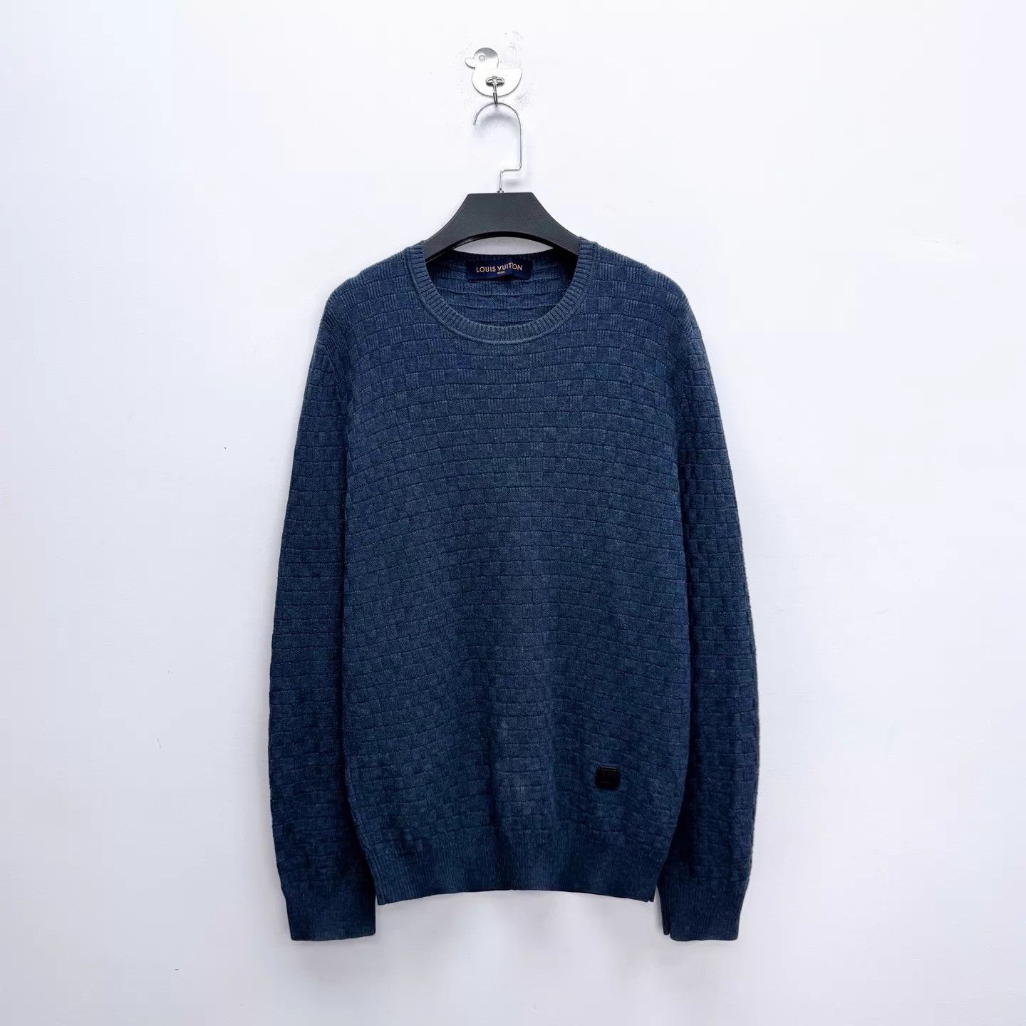 Louis Vuitton LV Navy All Over Monogram Hem Patch Logo Wool Sweater M Size US M / EU 48-50 / 2 - 1 Thumbnail