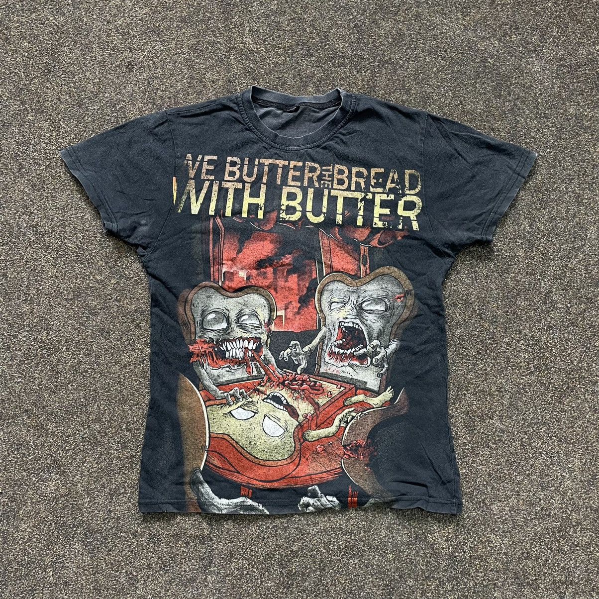 Vintage Vintage 90s Butter Bread Graphic Tee Punk Goth Alt Baggy S Size US S / EU 44-46 / 1 - 1 Thumbnail