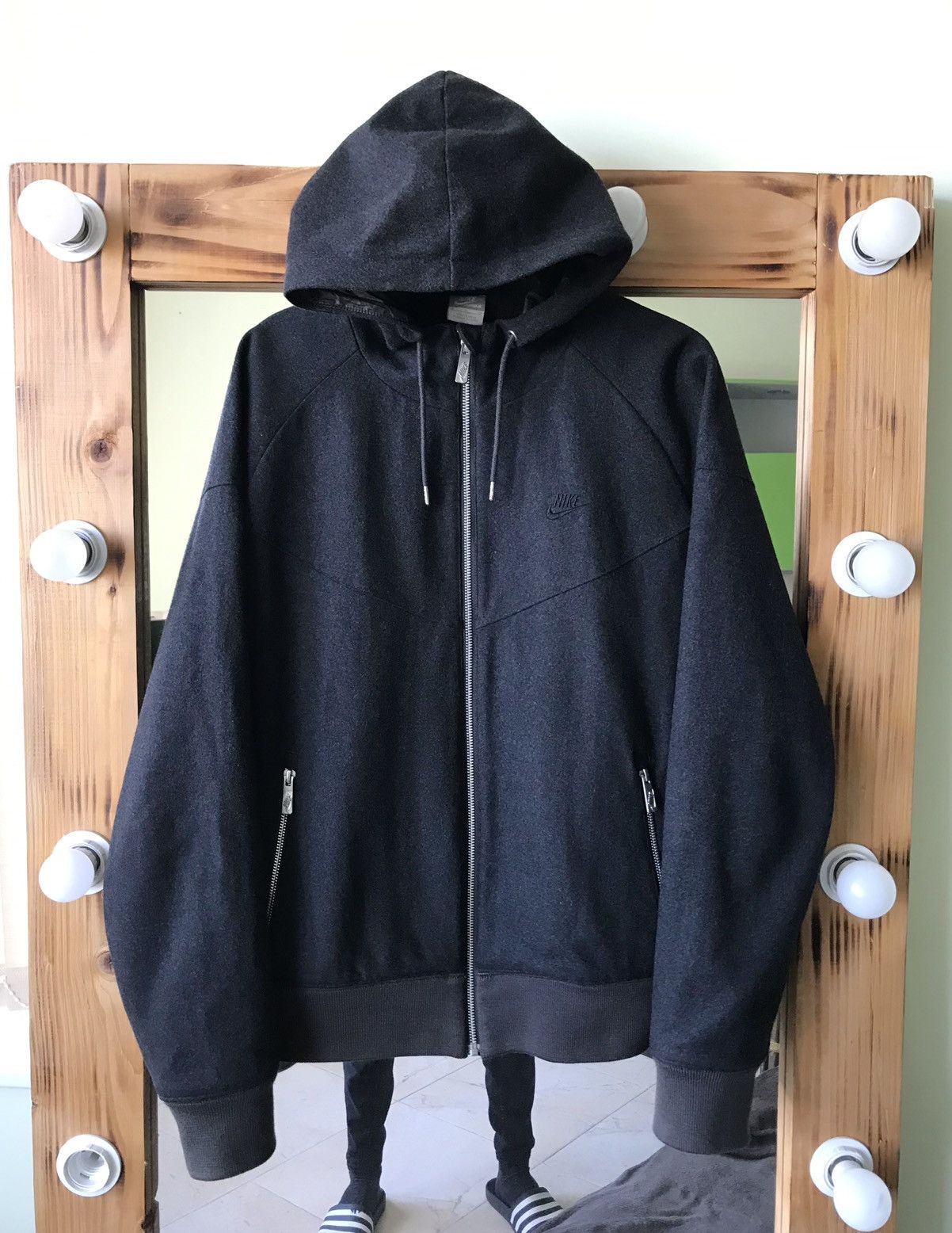 Nike Nike Zip Jacket Wool Hooded Mens Sz S Dark Gray Size US S / EU 44-46 / 1 - 2 Thumbnail