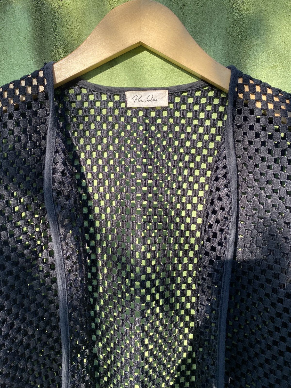 Japanese Brand Pour Quoi Sheer Black Mesh Cardigan Open Weave Layering Top Size US L / EU 52-54 / 3 - 2 Thumbnail