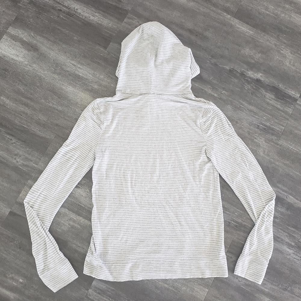 Old Navy White Grey Striped Old Navy Hoodie Size XS / US 0-2 / IT 36-38 - 2 Thumbnail