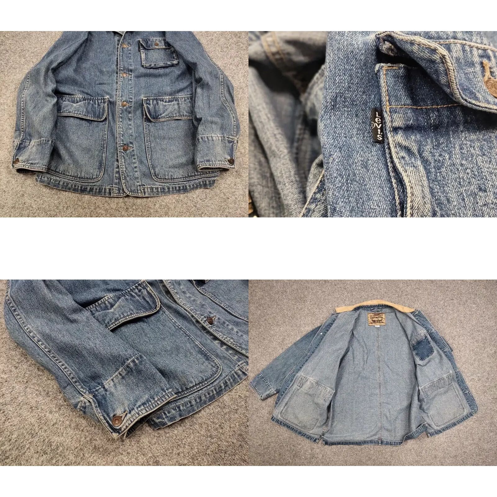 Levi's VINTAGE Levi's Coverall Denim Jacket XL Blue 90s Vintage Style Workwear Mens Jacket Size US 36 / EU 52 - 9 Thumbnail