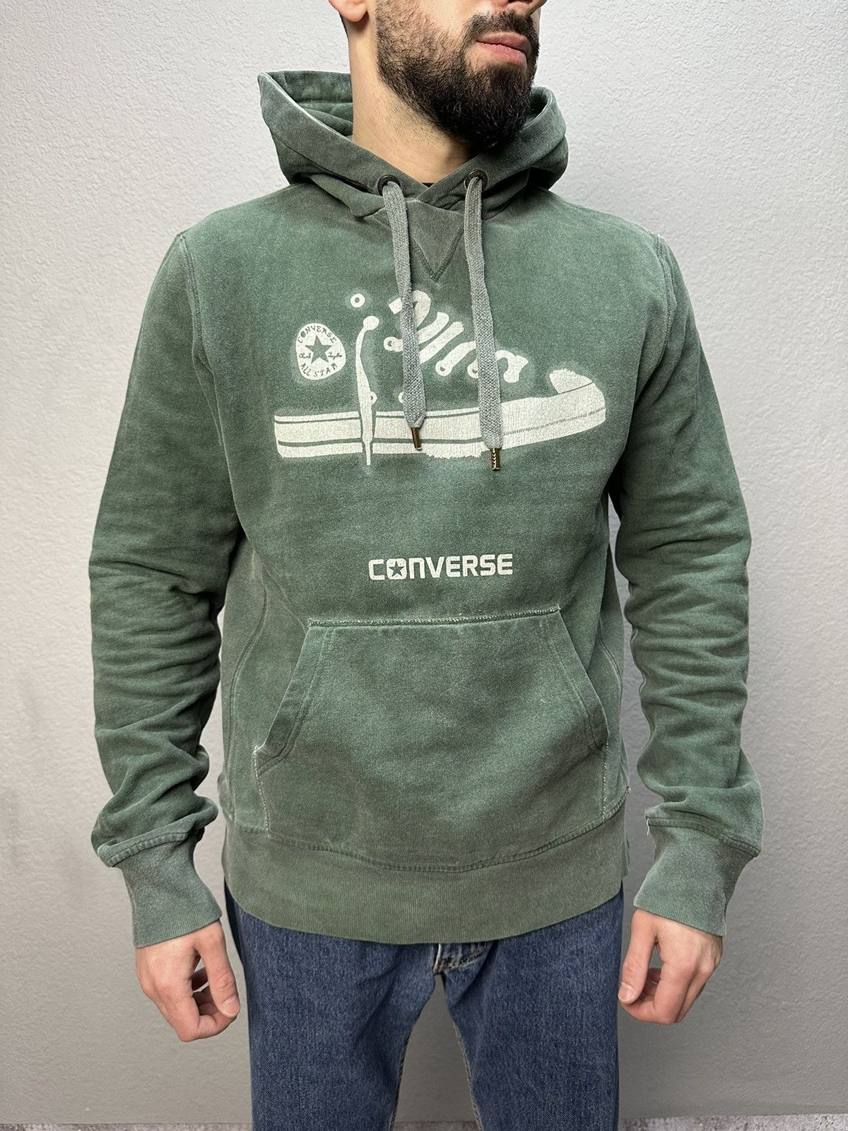 Converse Vintage Converse Green Hoodie 00s Big Logo Size US M / EU 48-50 / 2 - 8 Thumbnail