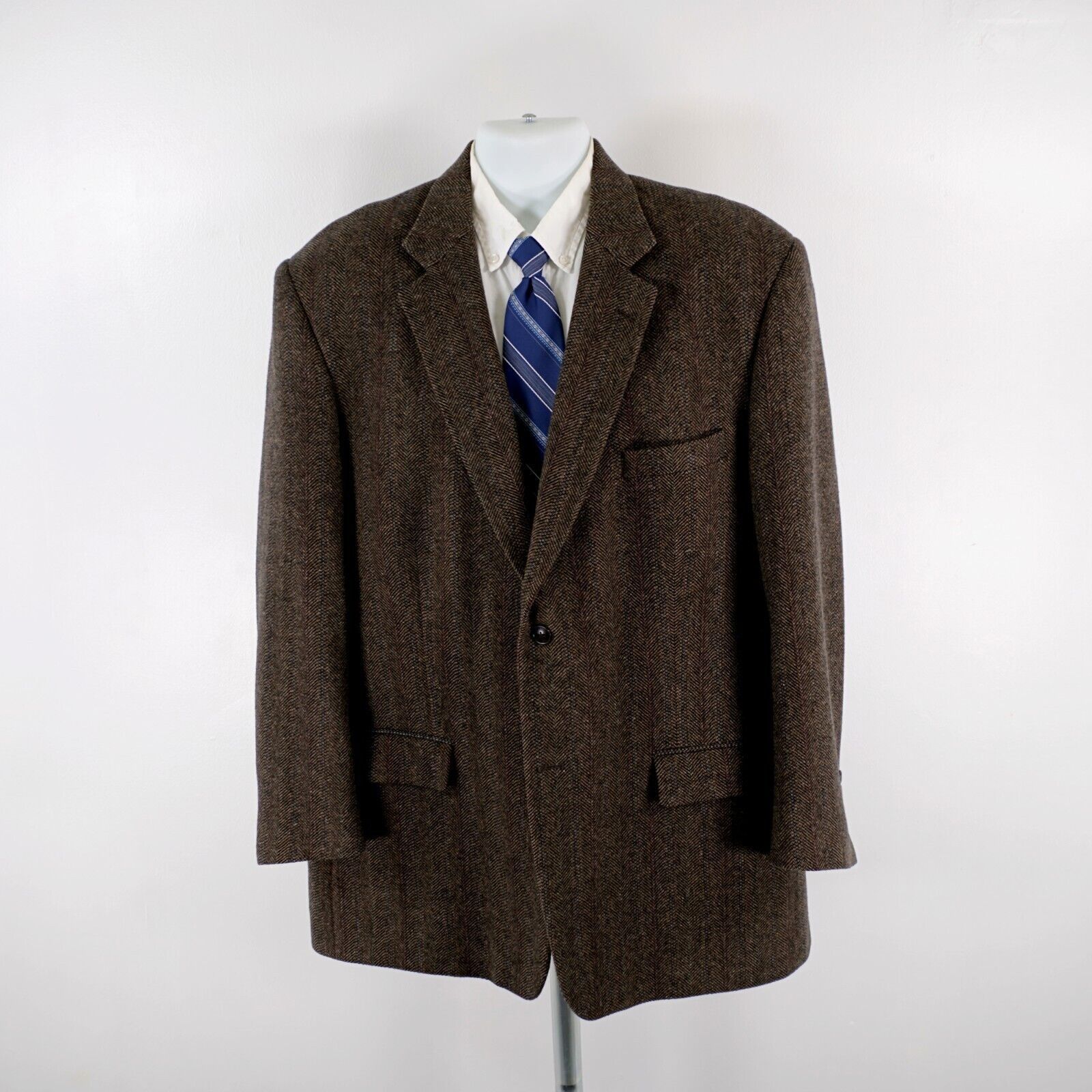 Vintage Cricketeer Lambswool Blend Tweed Brown Herringbone 2 Button Size 46L - 5 Thumbnail