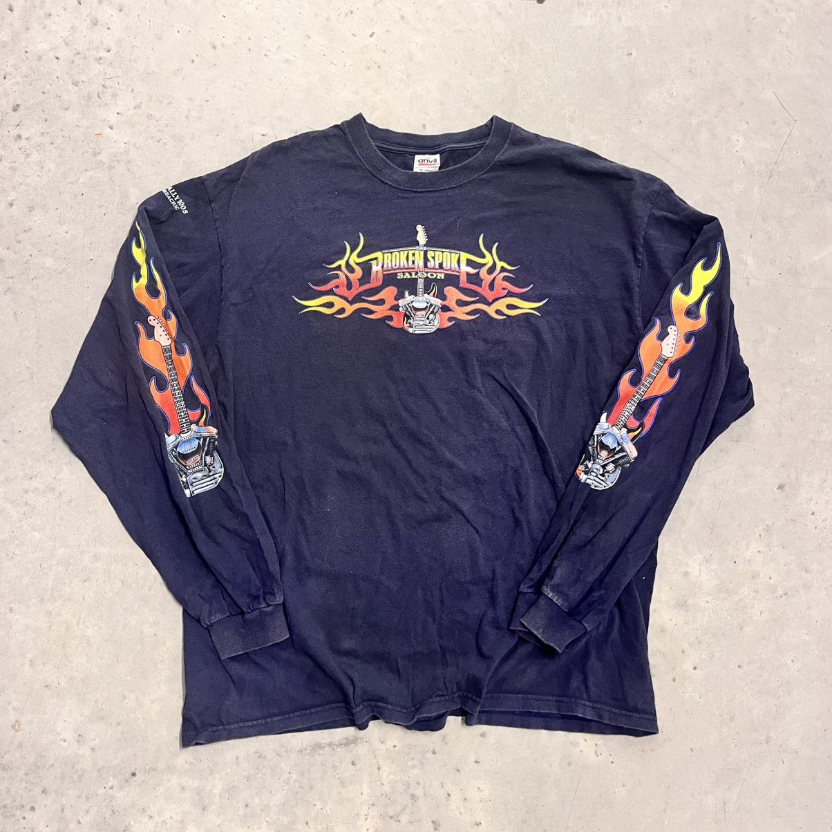 Harley Davidson × Vintage Vintage Navy Guitar Flame Sleeve Print Y2K tattoo Harley Size US XL / EU 56 / 4 - 3 Thumbnail