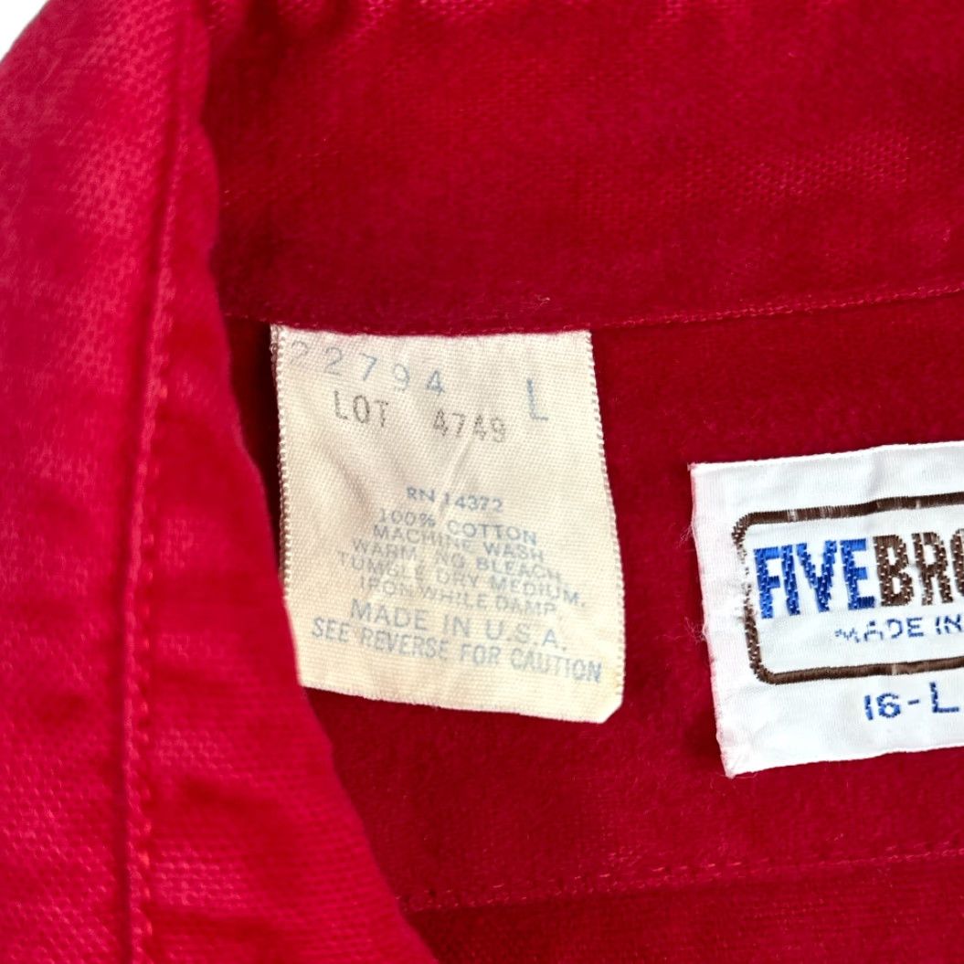 Vintage VINTAGE Five Brother Shirt Adult LARGE Red Flannel USA Union Made Barn Chore 80s Size US L / EU 52-54 / 3 - 6 Thumbnail