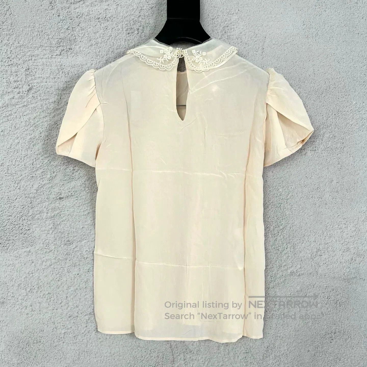 Miu Miu Miumiu Lace Silk Short-Sleeve Top. Size XS / US 0-2 / IT 36-38 - 2 Thumbnail