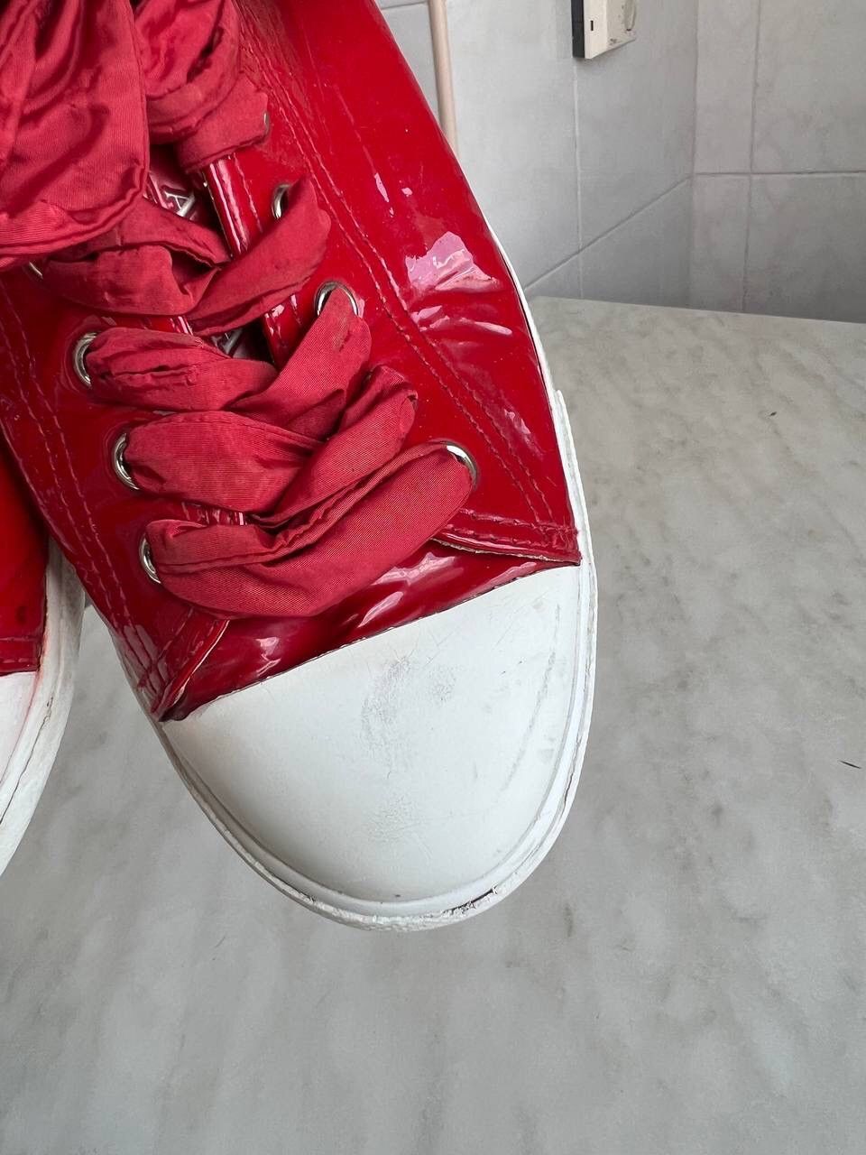Prada Vintage Prada Sneakers 2000s Red Leather Y2K Luxury Size US 8 / IT 38 - 6 Thumbnail