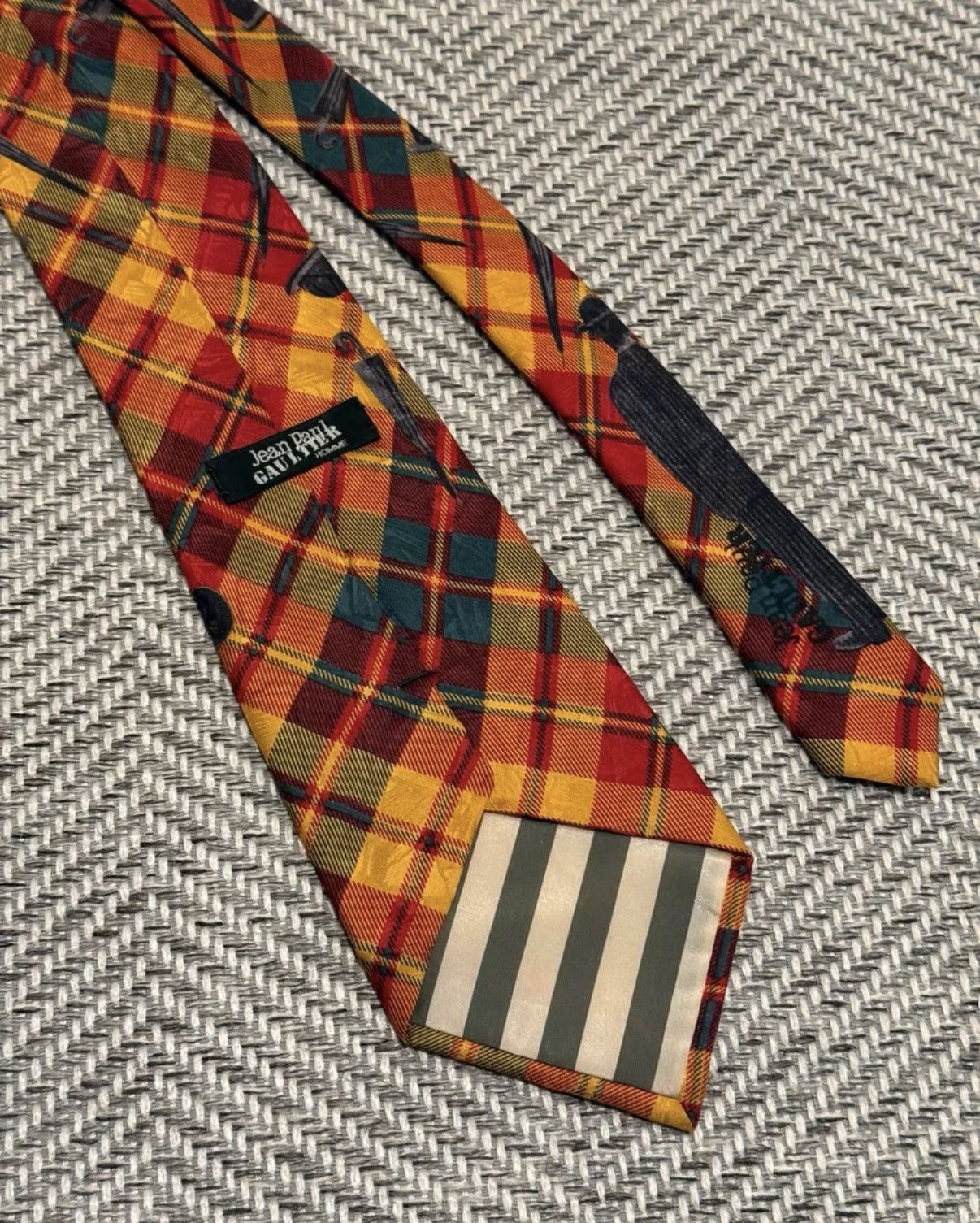 Jean Paul Gaultier Jean Paul Gaultier Plaid Figure & Umbrella Handle Tie K24 Size ONE SIZE - 3 Thumbnail