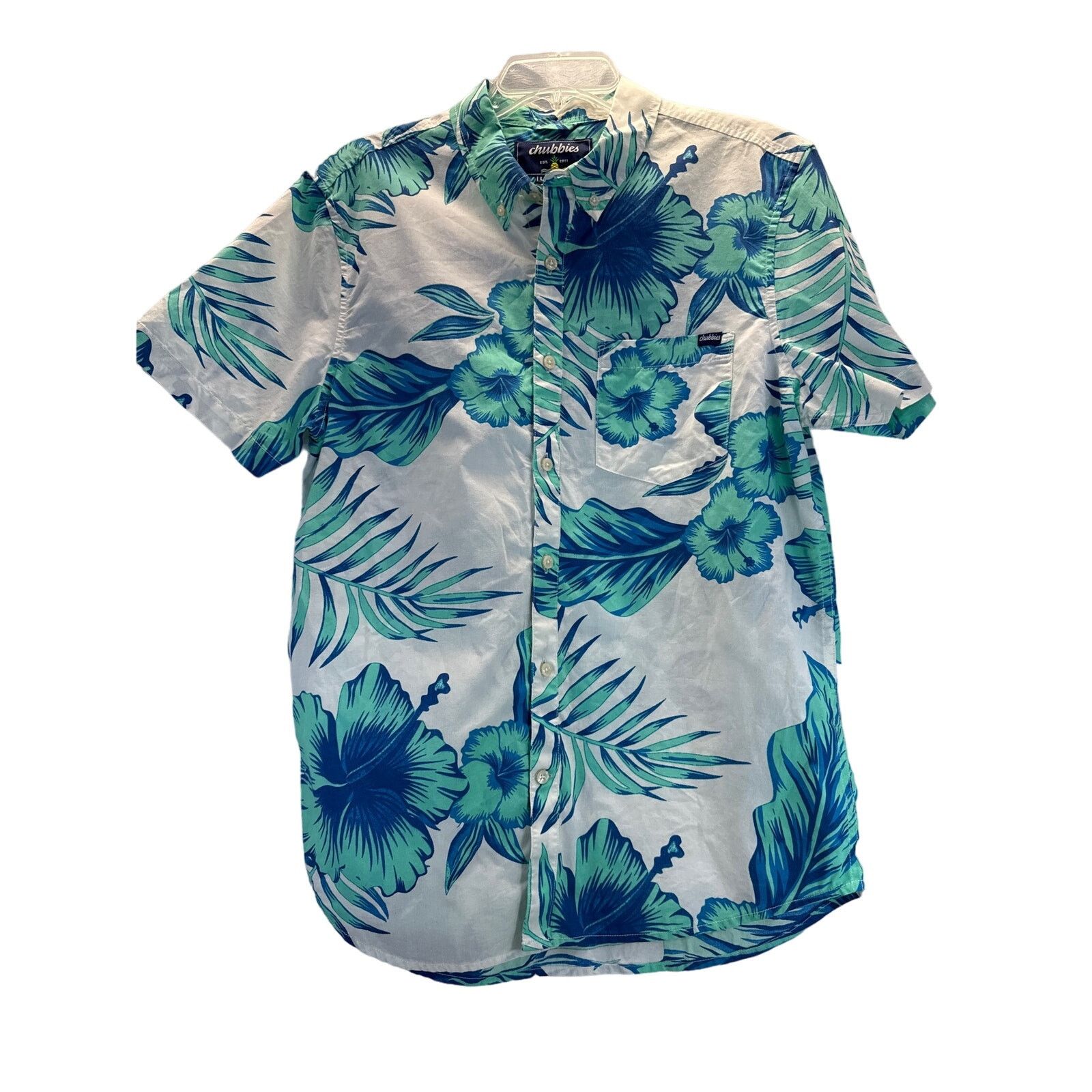 Chubbies Chubbies Friday White Blue Short Sleeve Button-up men sz L Size US L / EU 52-54 / 3 - 1 Thumbnail