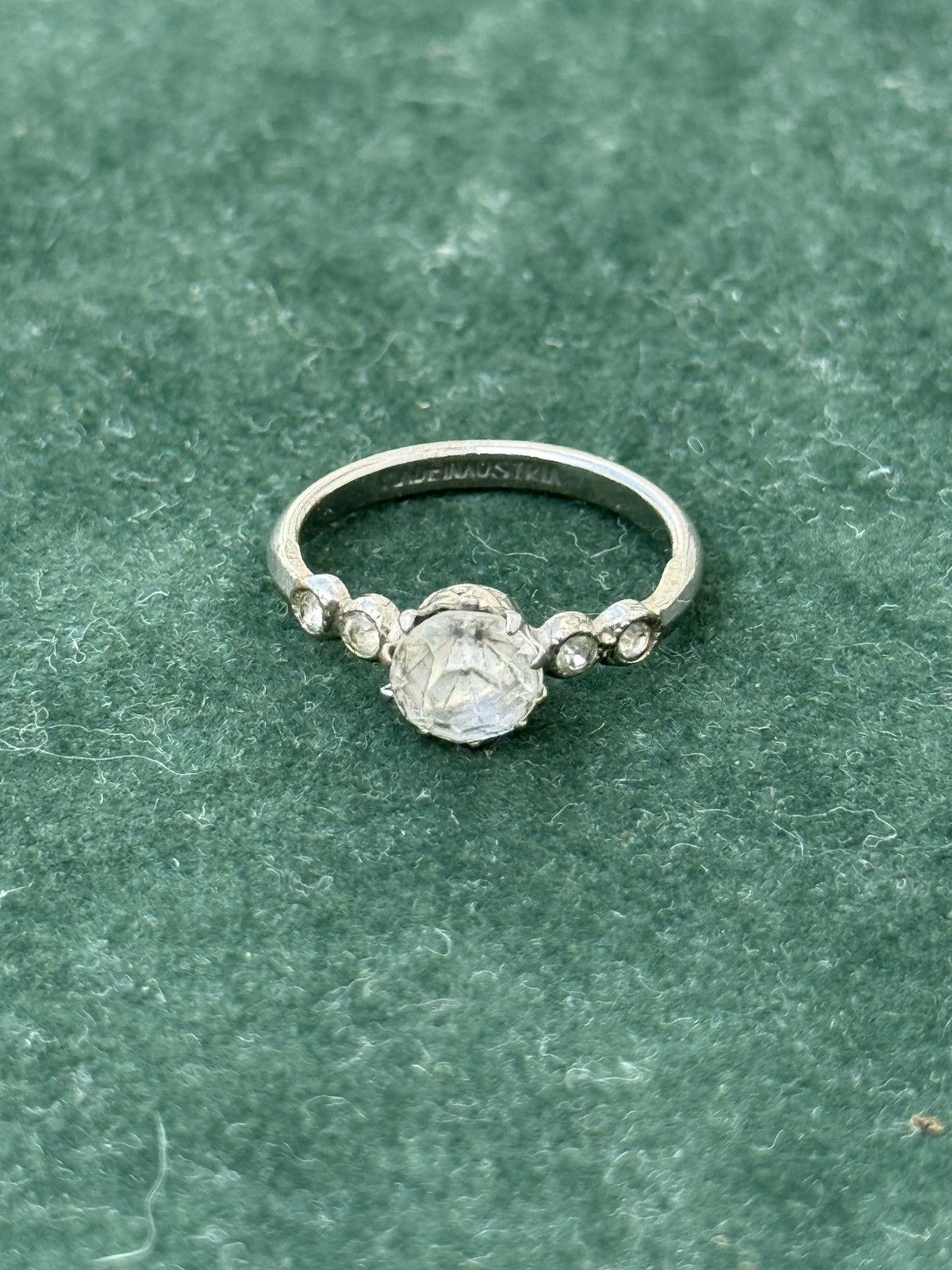 Vintage Vintage Sterling Silver Ring with Clear Stone Size ONE SIZE - 1 Thumbnail