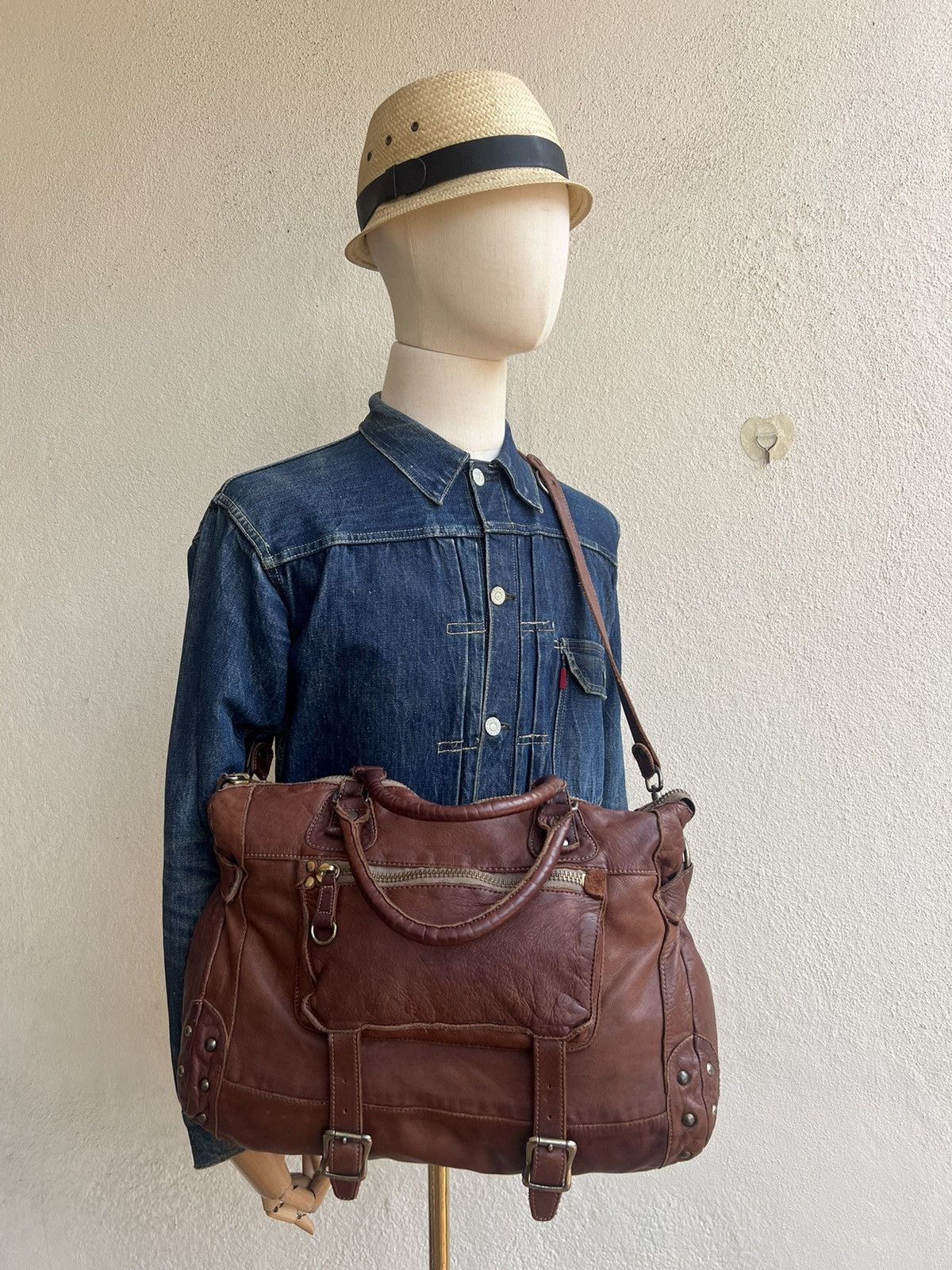 Leather Regalo Tokyo Fade Jerky Patina Leather 2 Way Bag Size ONE SIZE - 5 Thumbnail