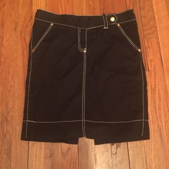 Other Vintage LaRok Black linen white stitched pencil skirt Size 30" / US 8 / IT 44 - 1 Thumbnail