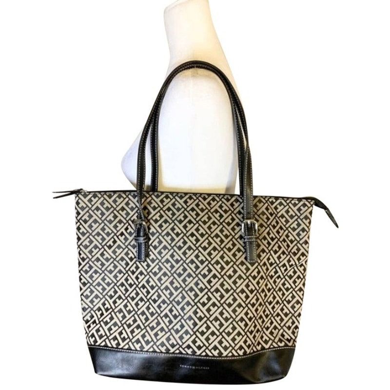 Tommy Hilfiger Tommy Hilfiger Black Pattern Tote Handbag Size ONE SIZE - 1 Thumbnail